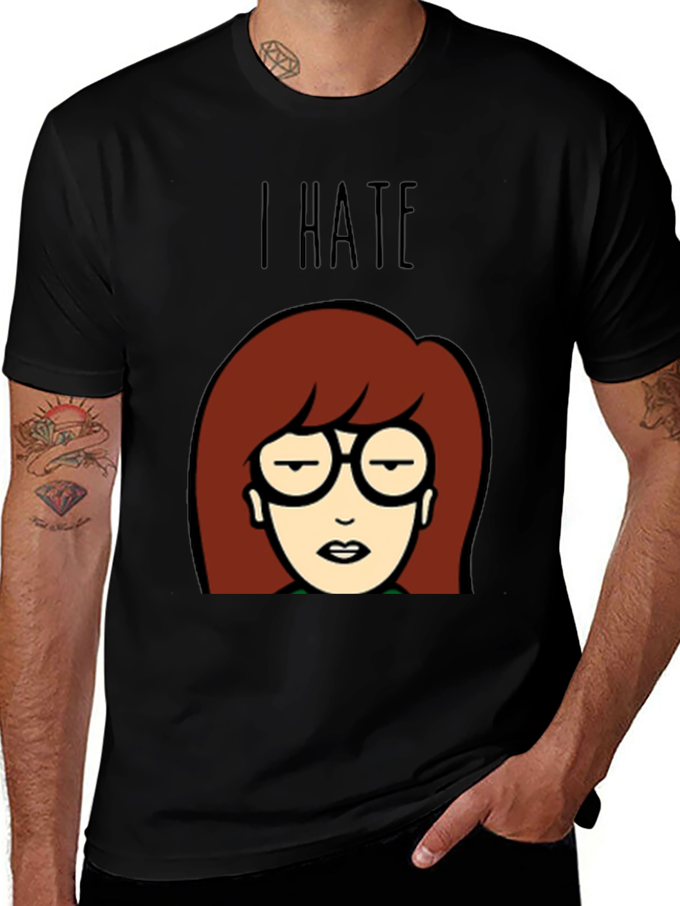 I Hate Daria Cartoon Graphic Tee - Black