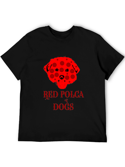 Red Polka Dot Dog T-Shirt Black Crew Neck Tee