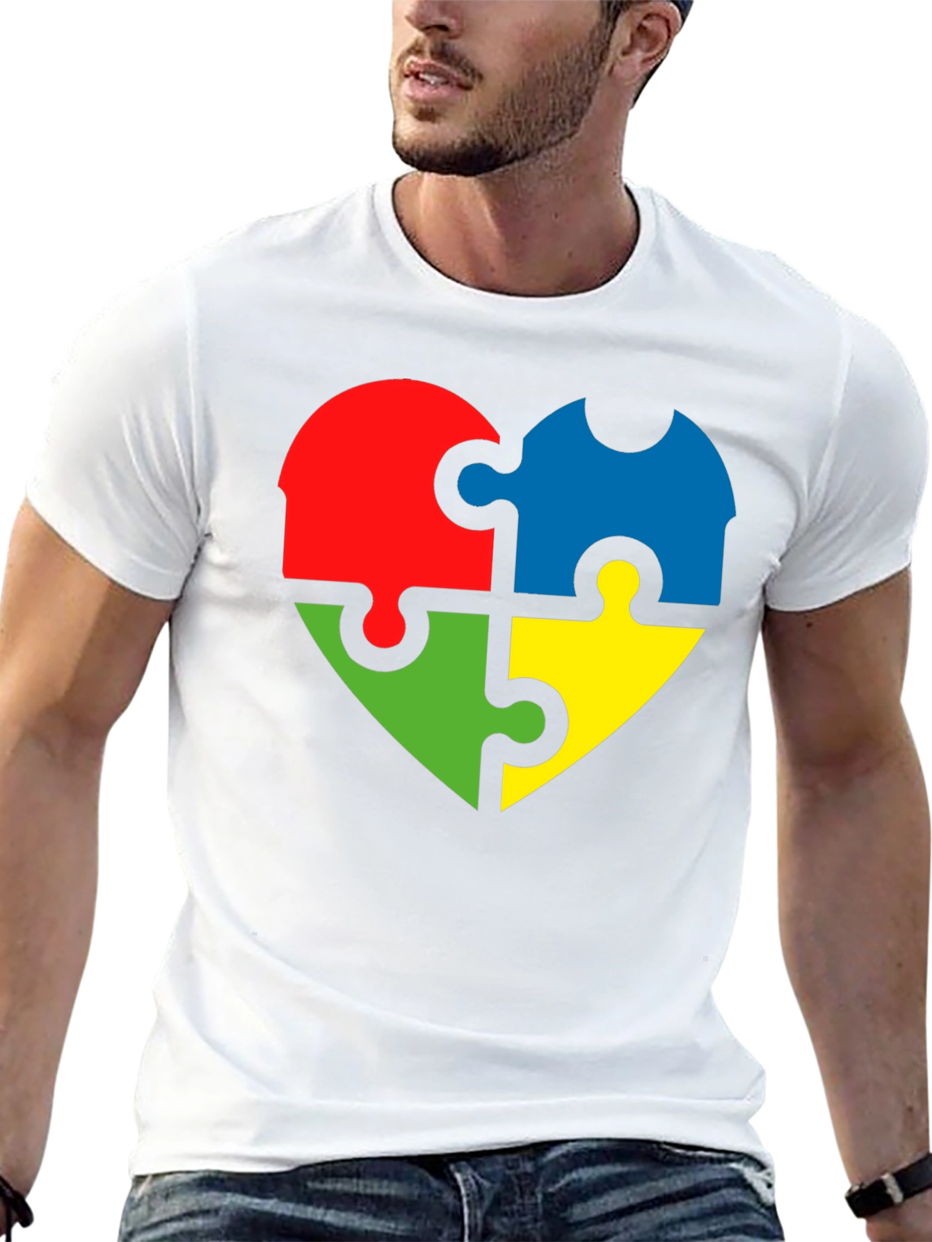 Autism Awareness Puzzle Heart Tee - Black