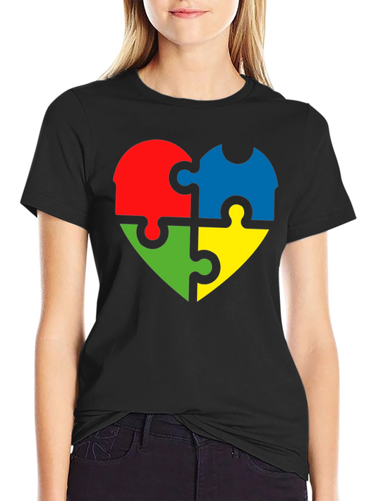 Autism Awareness Puzzle Heart Tee - Black