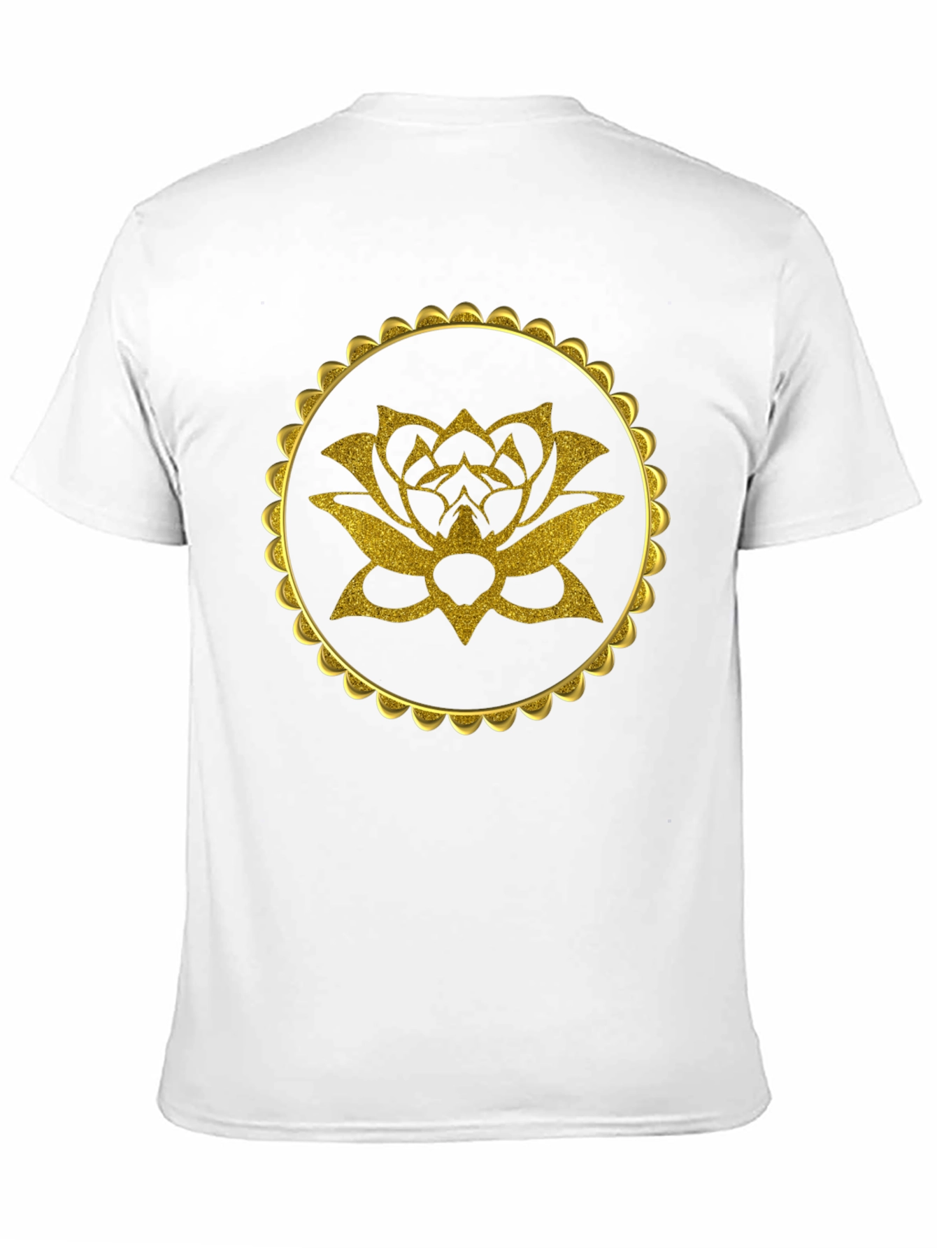 Gold Lotus Flower Graphic Black T-Shirt
