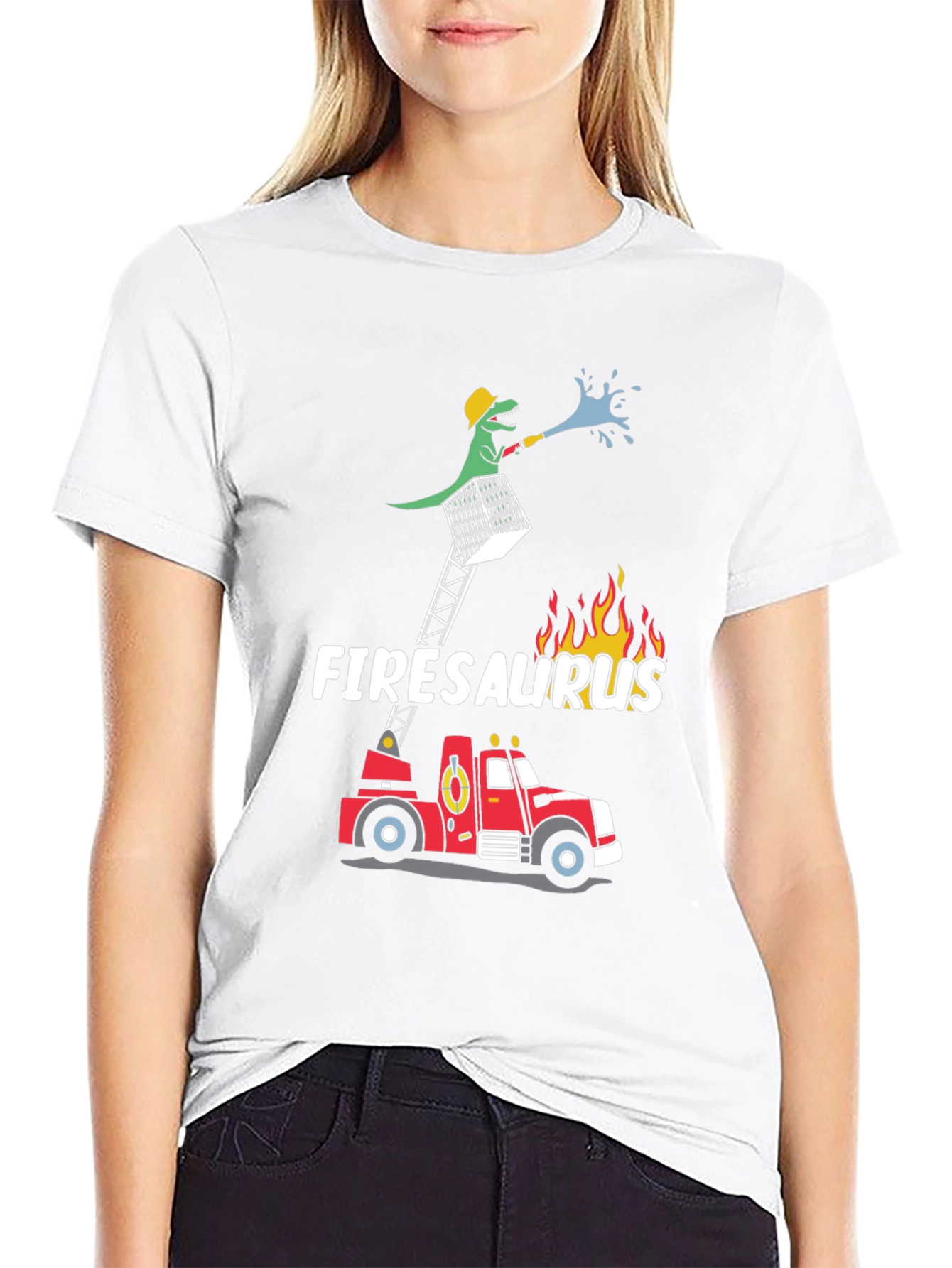 Firesaurus T-Shirt | Dinosaur Firefighter Tee