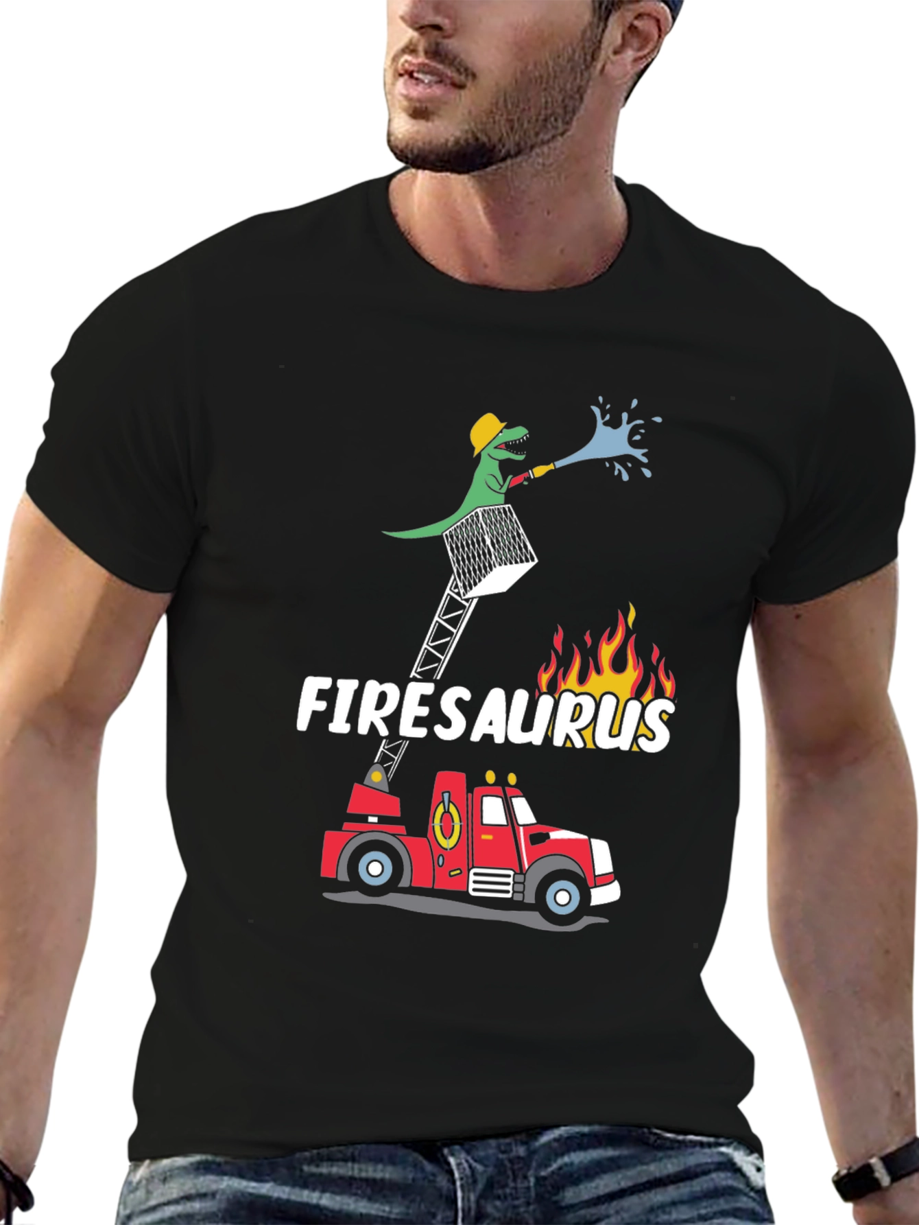 Firesaurus T-Shirt | Dinosaur Firefighter Tee
