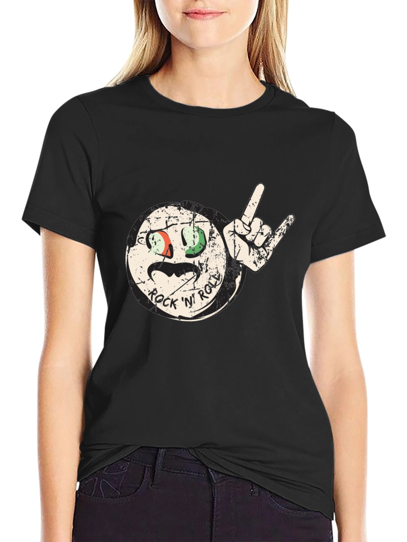 Rock N Roll Graphic Black T-Shirt