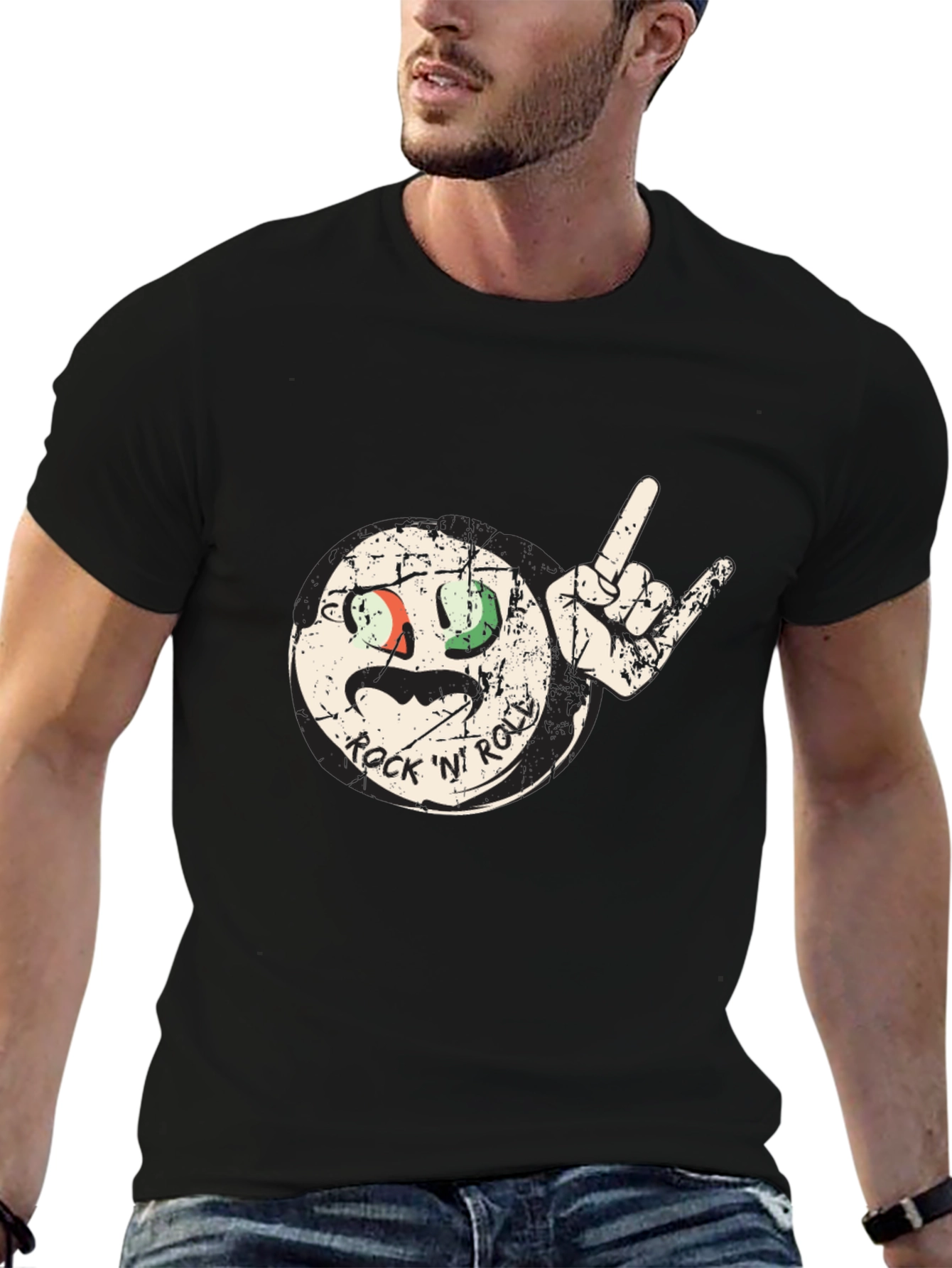 Rock N Roll Graphic Black T-Shirt