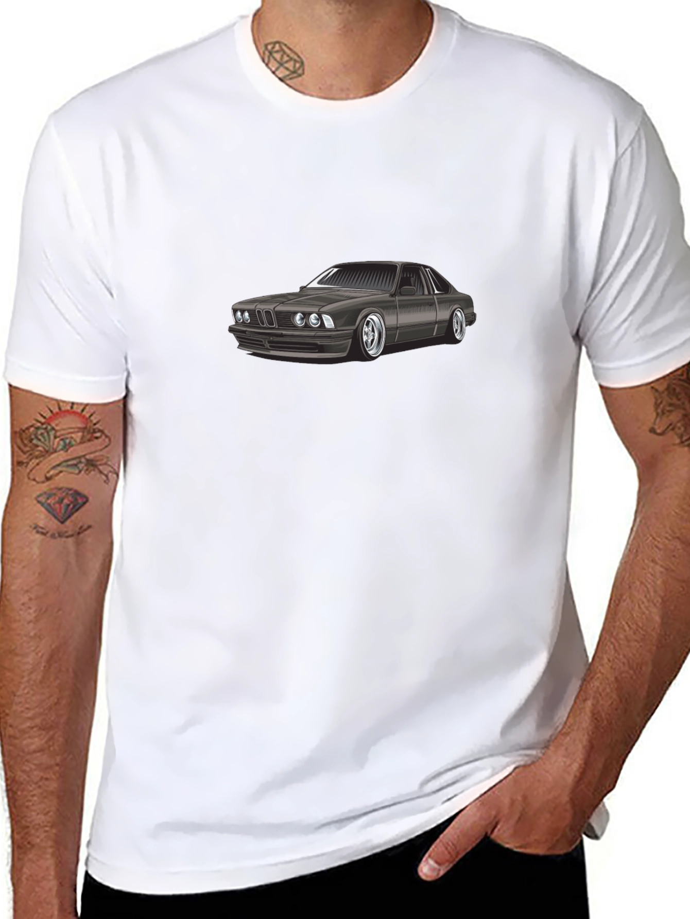 Classic Car Graphic Tee - Black Cotton