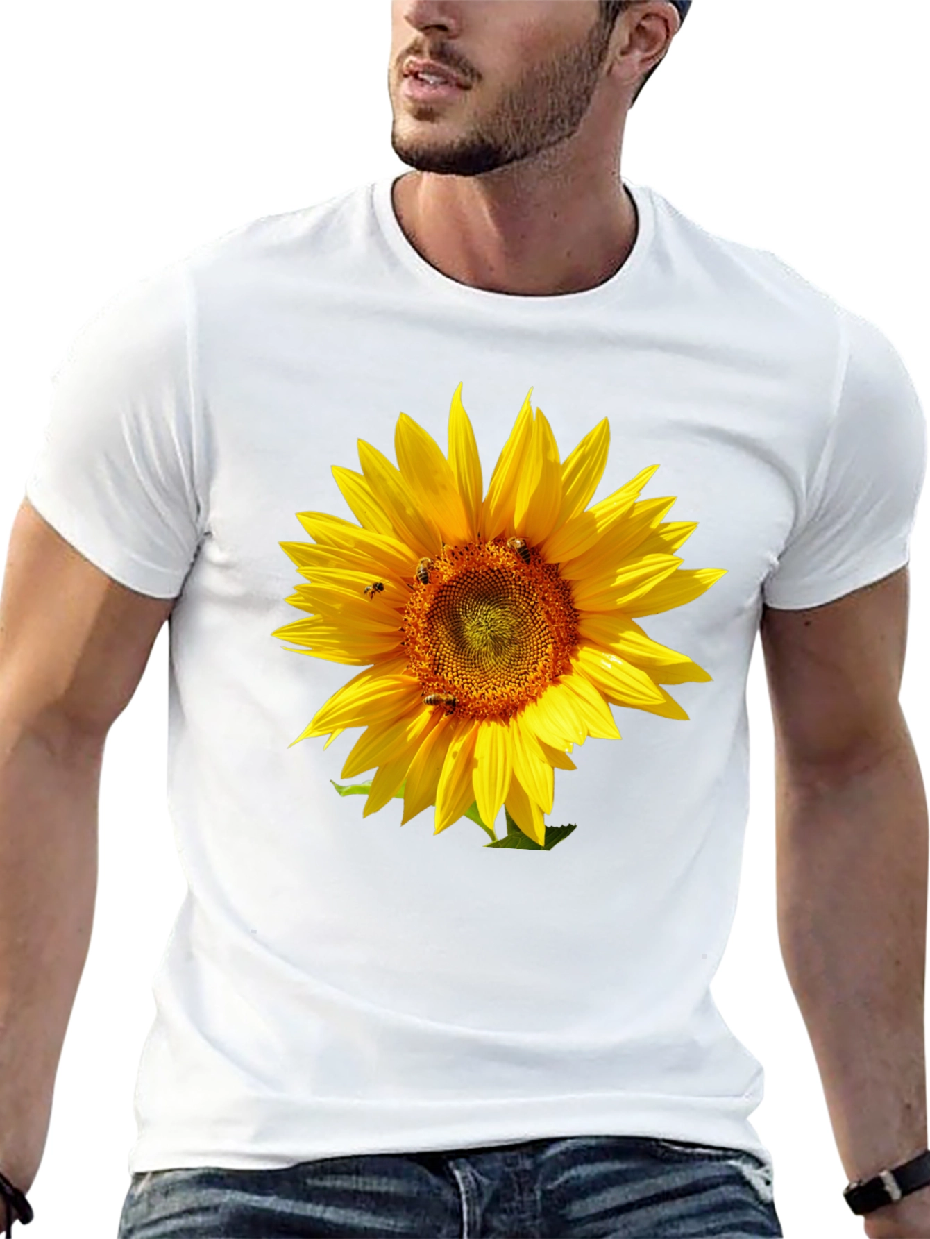 Sunflower Graphic Tee - Black Cotton T-Shirt