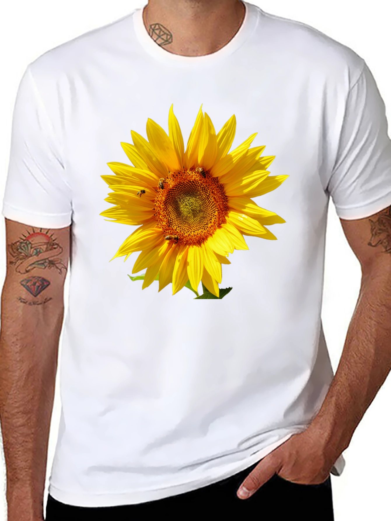 Sunflower Graphic Tee - Black Cotton T-Shirt