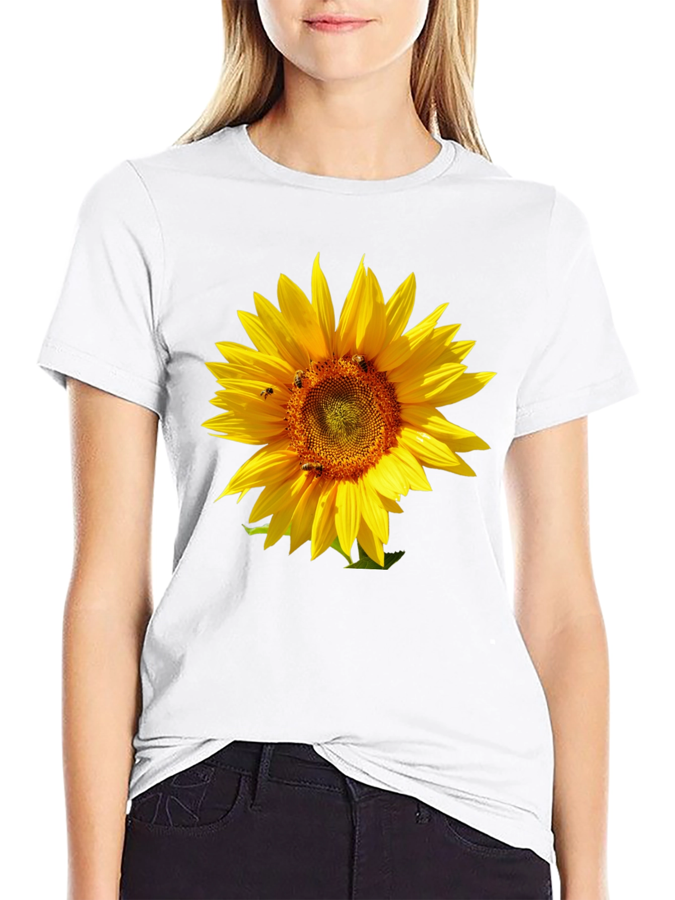 Sunflower Graphic Tee - Black Cotton T-Shirt