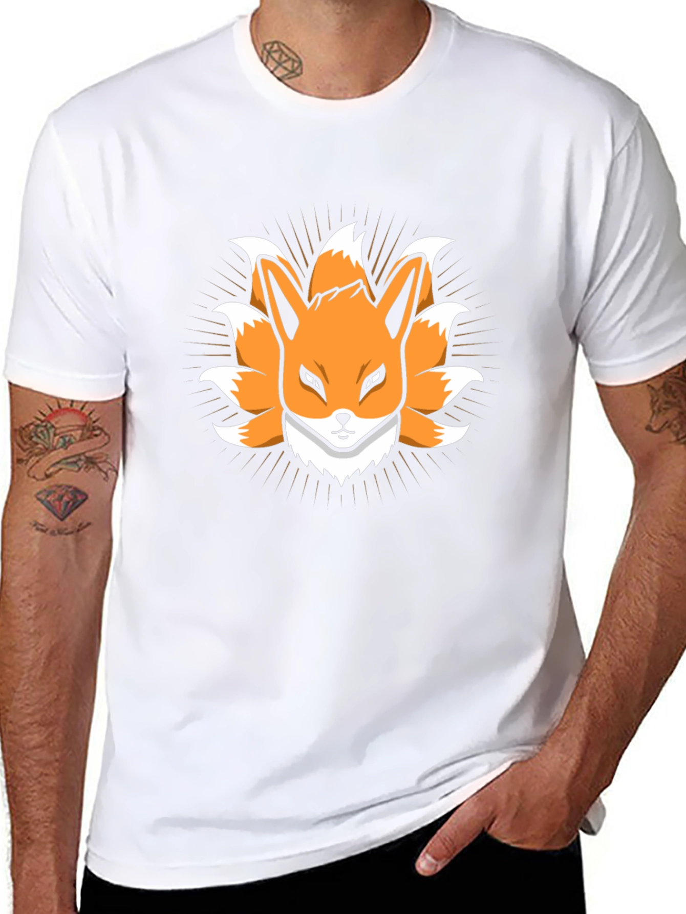 Nine-Tailed Fox Graphic Tee - Anime Style