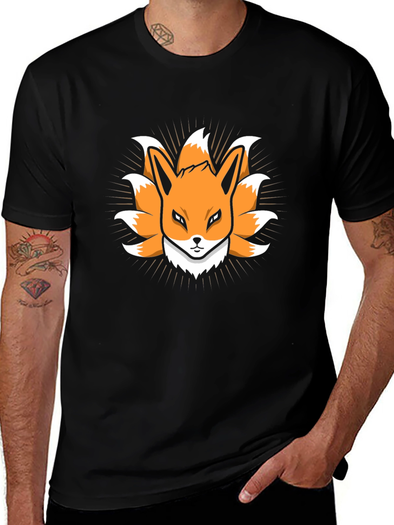 Nine-Tailed Fox Graphic Tee - Anime Style