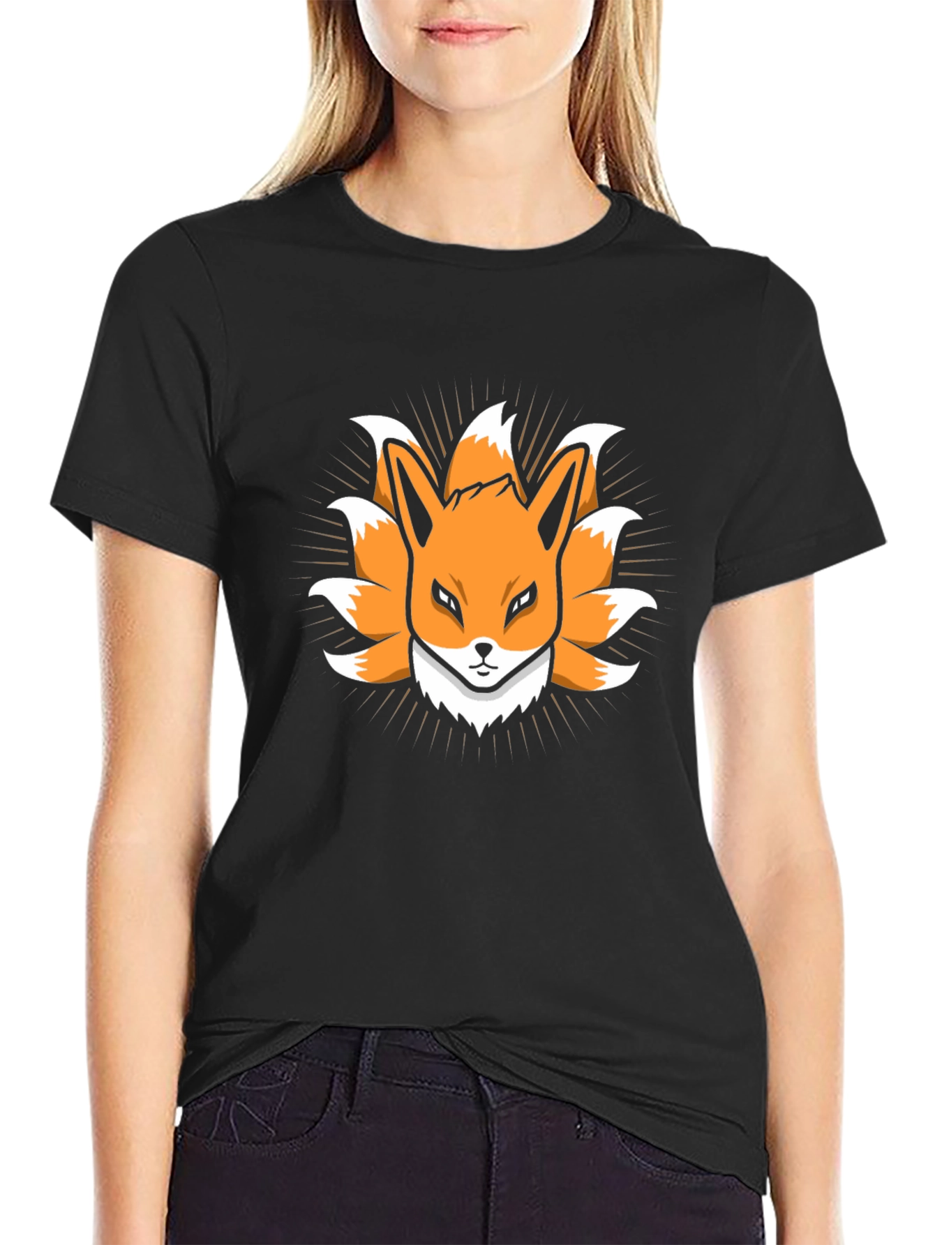 Nine-Tailed Fox Graphic Tee - Anime Style