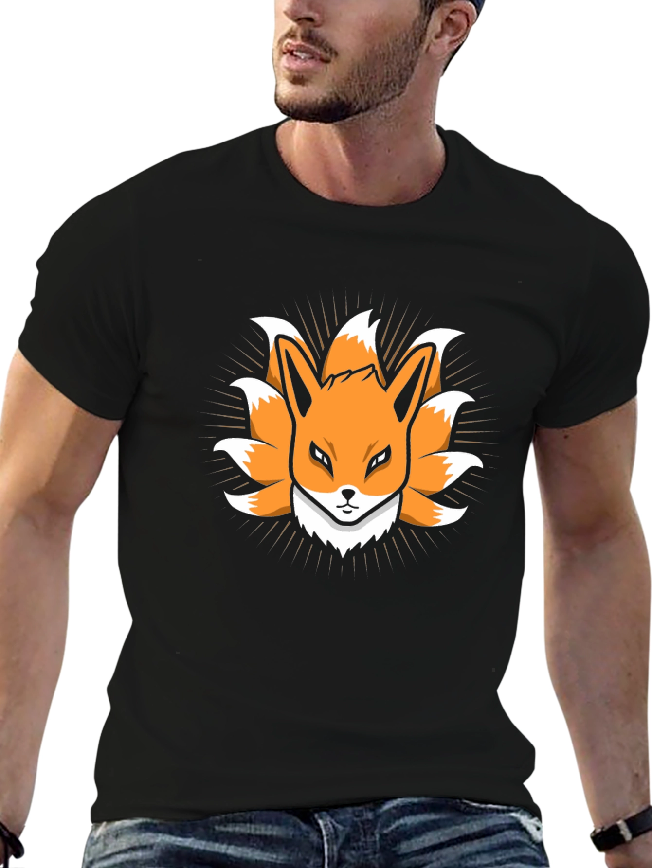 Nine-Tailed Fox Graphic Tee - Anime Style