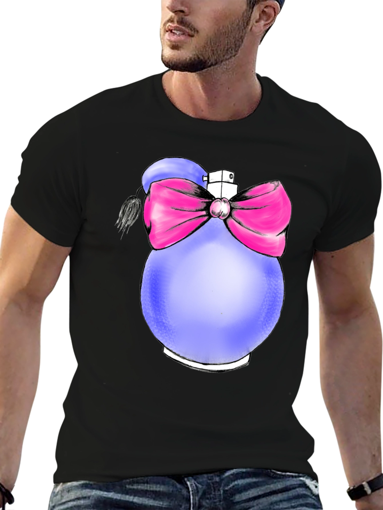 Perfume Bottle Graphic T-Shirt - Novelty Fashion Tee