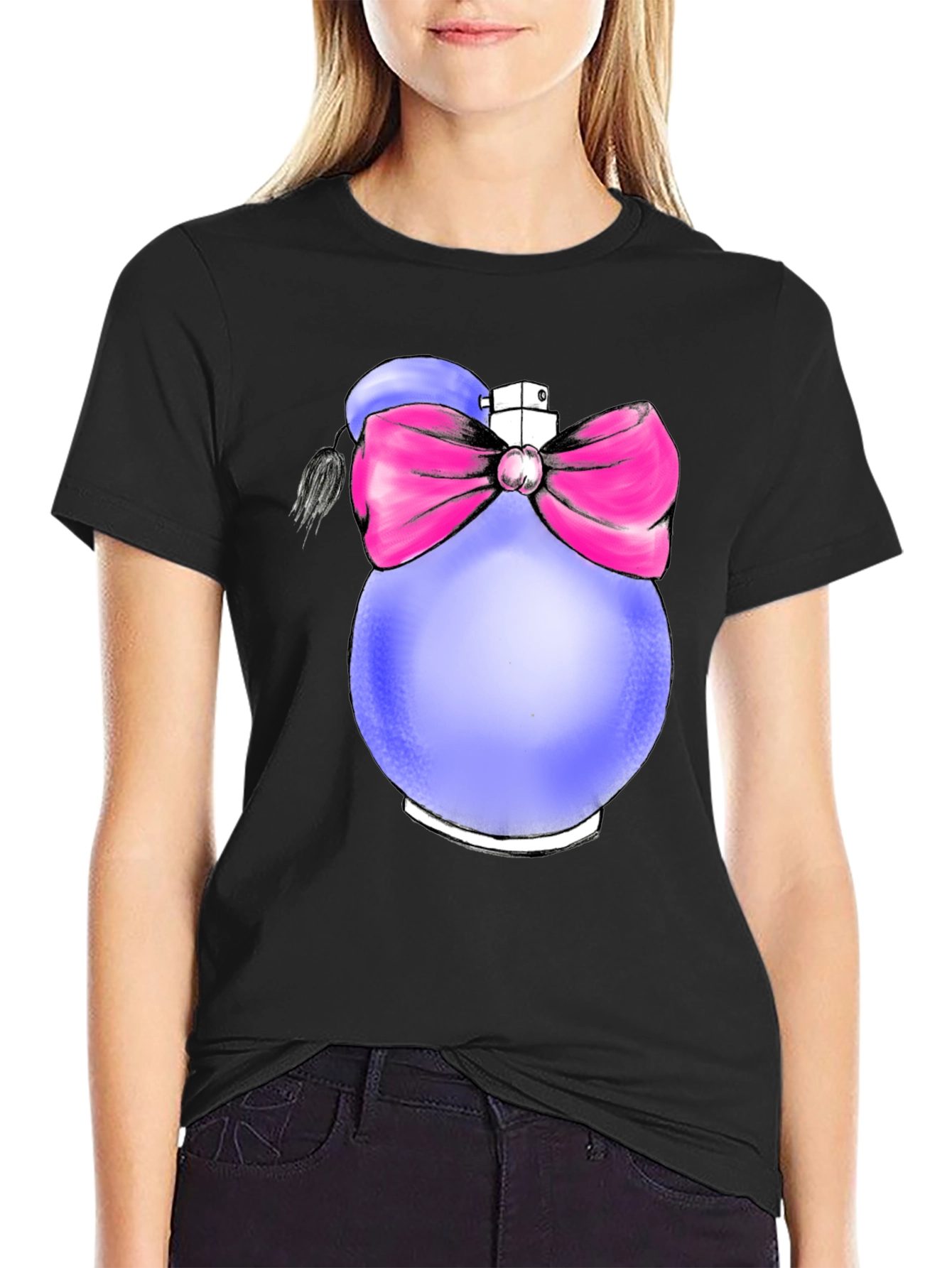 Perfume Bottle Graphic T-Shirt - Novelty Fashion Tee