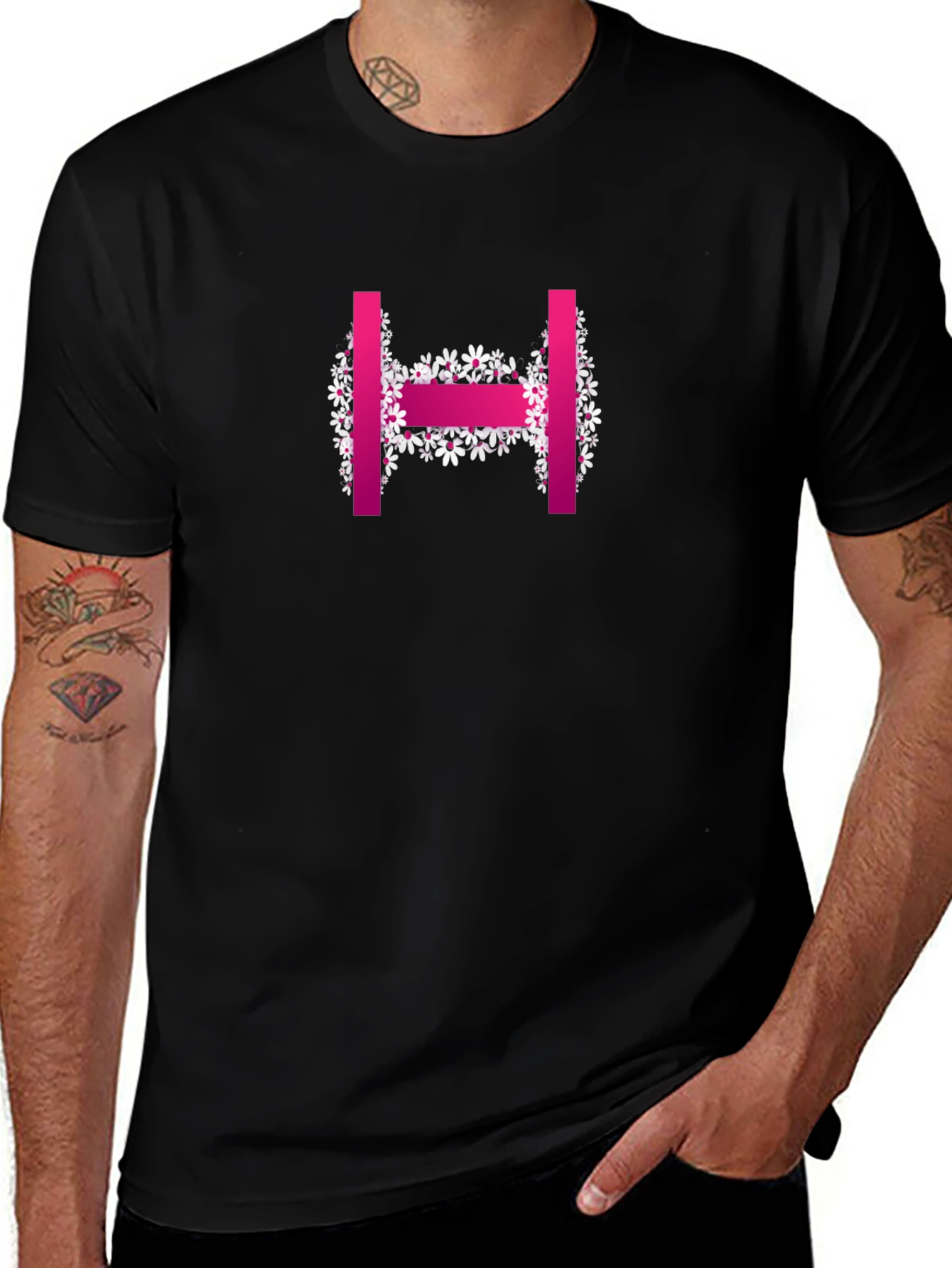 Floral H Letter T-Shirt - Stylish & Unique
