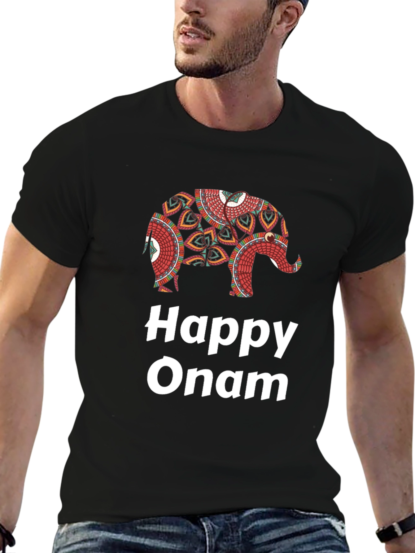 Happy Onam Elephant Graphic T-Shirt