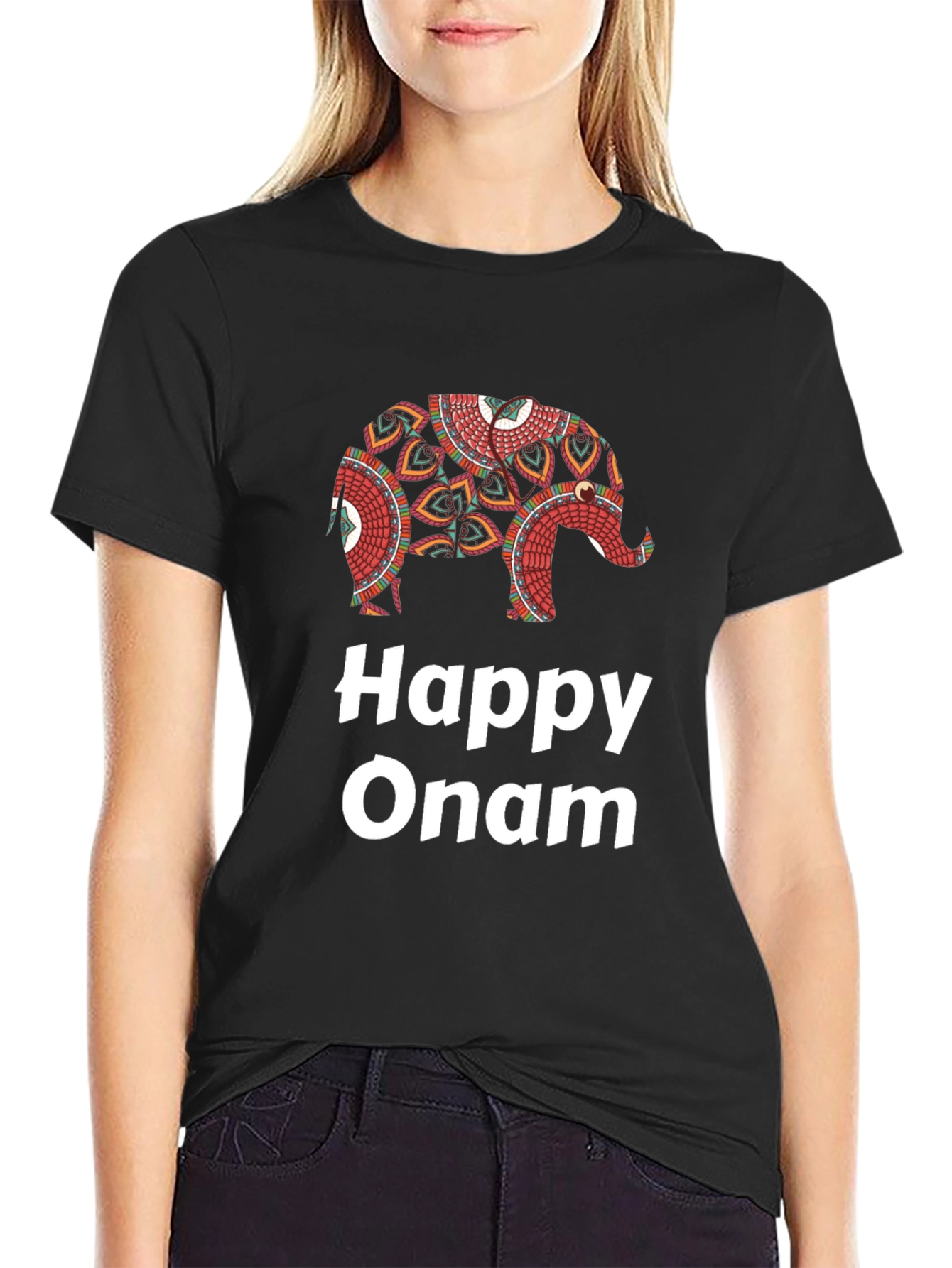 Happy Onam Elephant Graphic T-Shirt