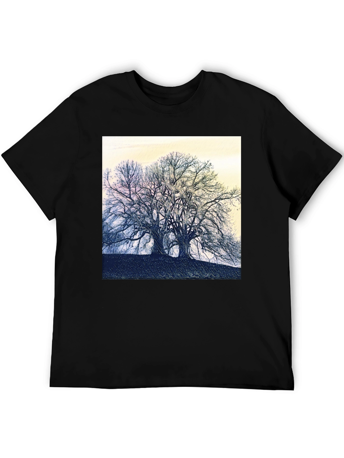 Abstract Tree Graphic Tee - Black
