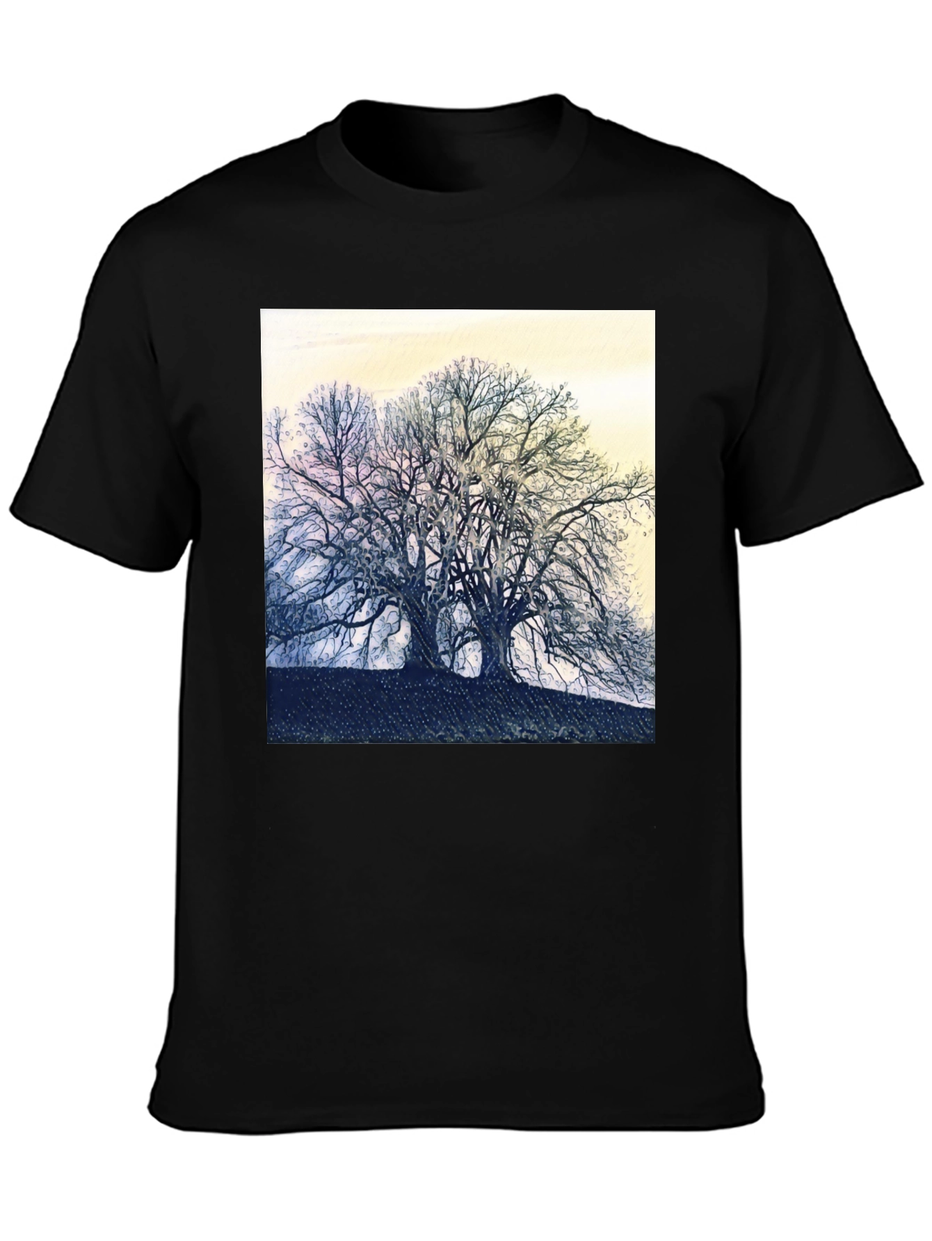 Abstract Tree Graphic Tee - Black