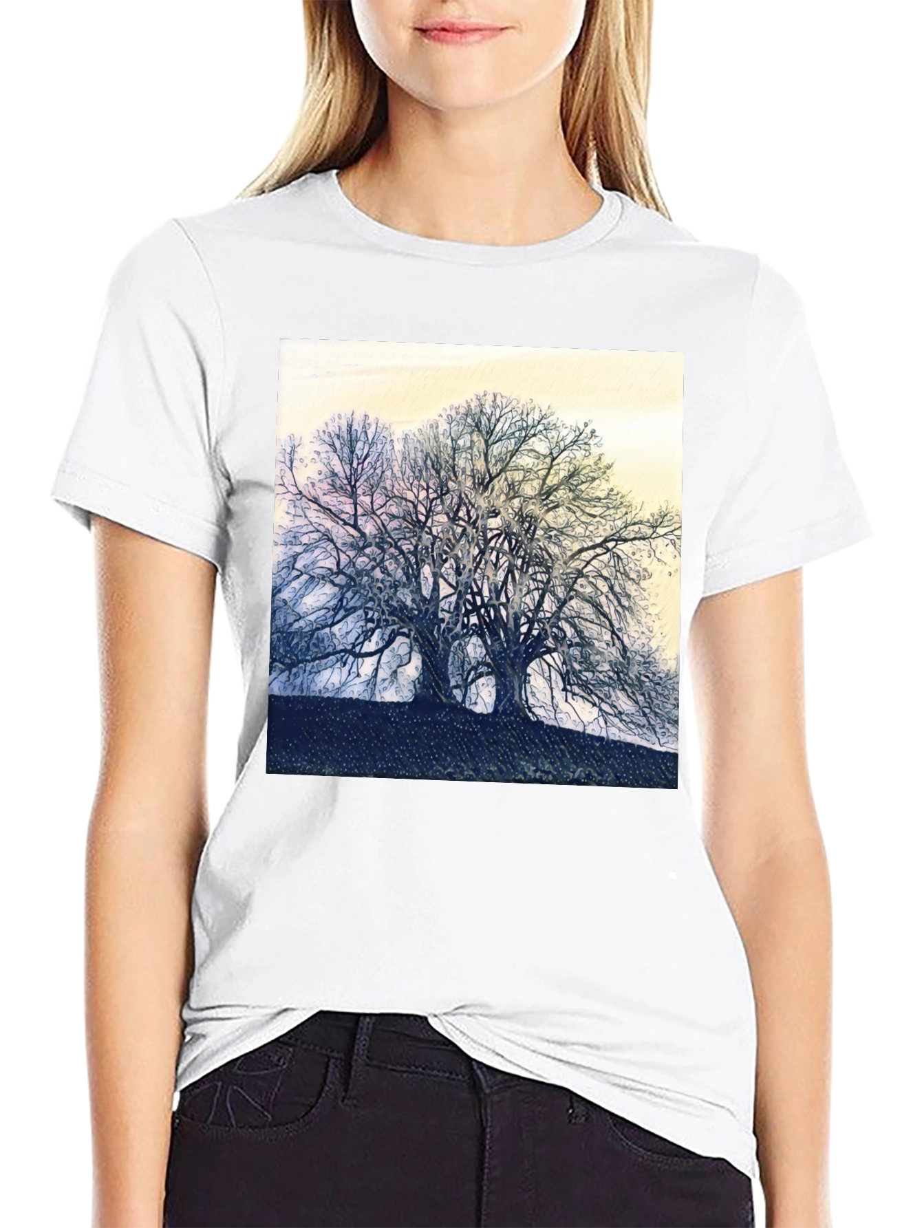 Abstract Tree Graphic Tee - Black