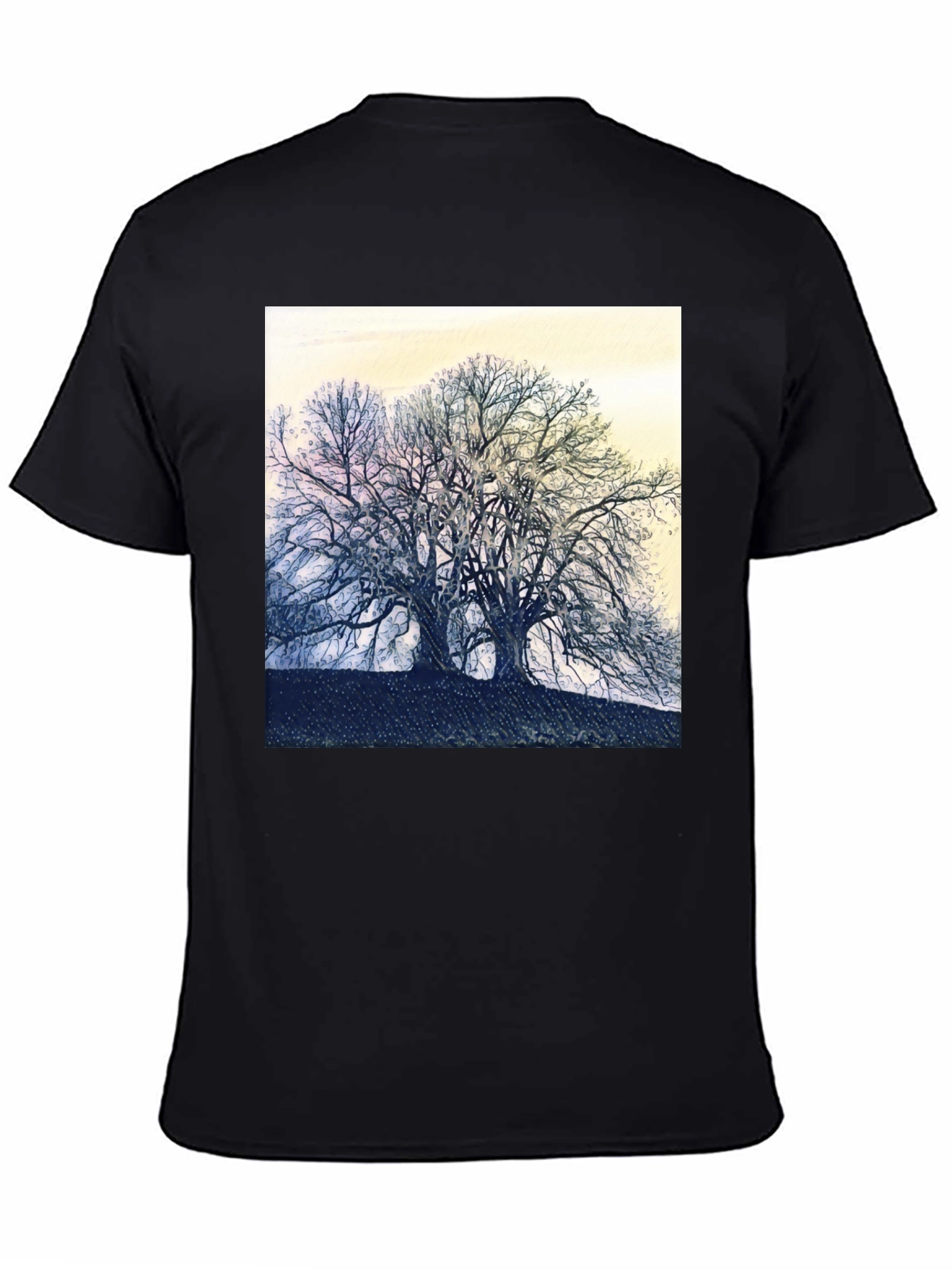 Abstract Tree Graphic Tee - Black