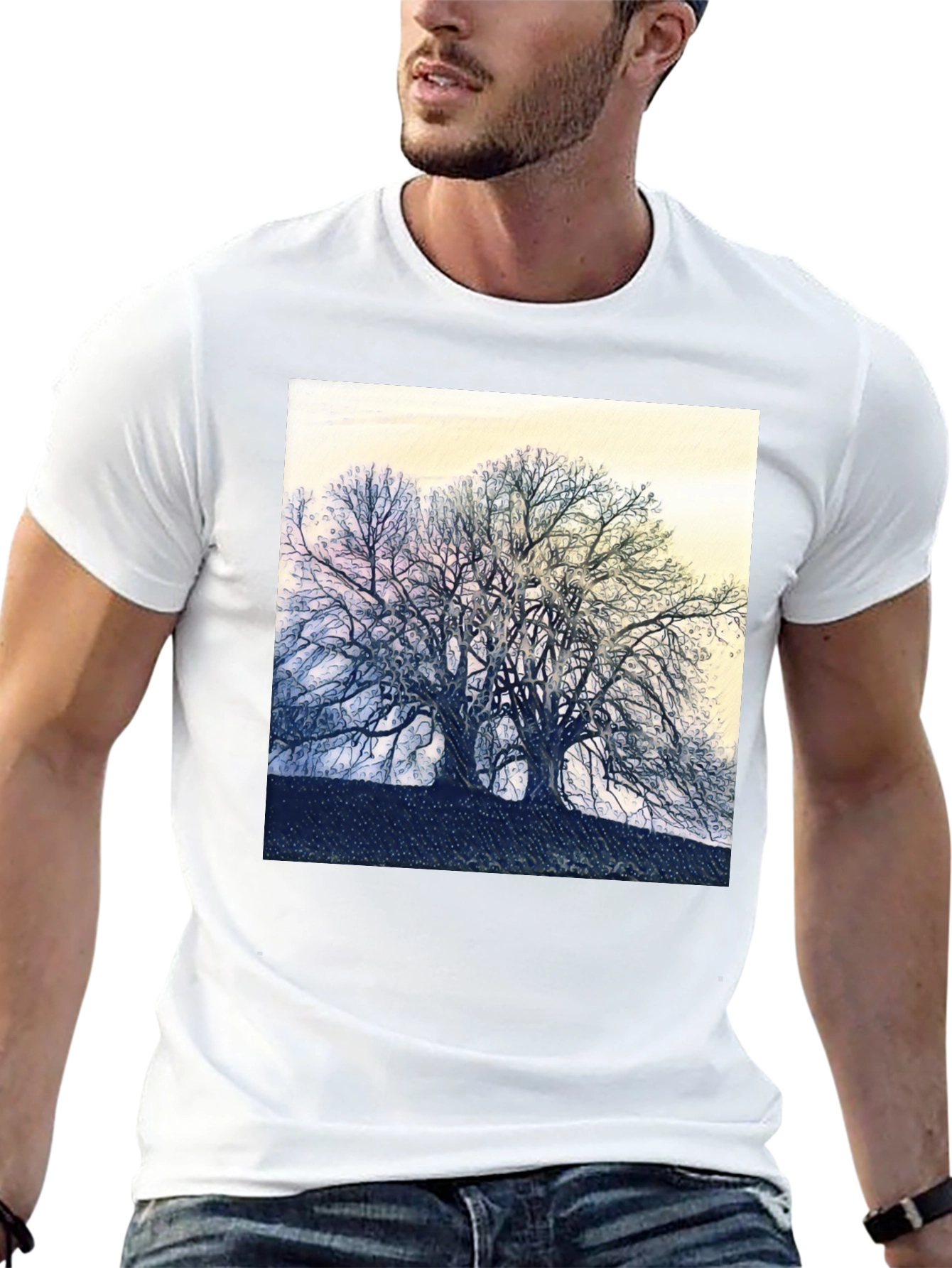 Abstract Tree Graphic Tee - Black