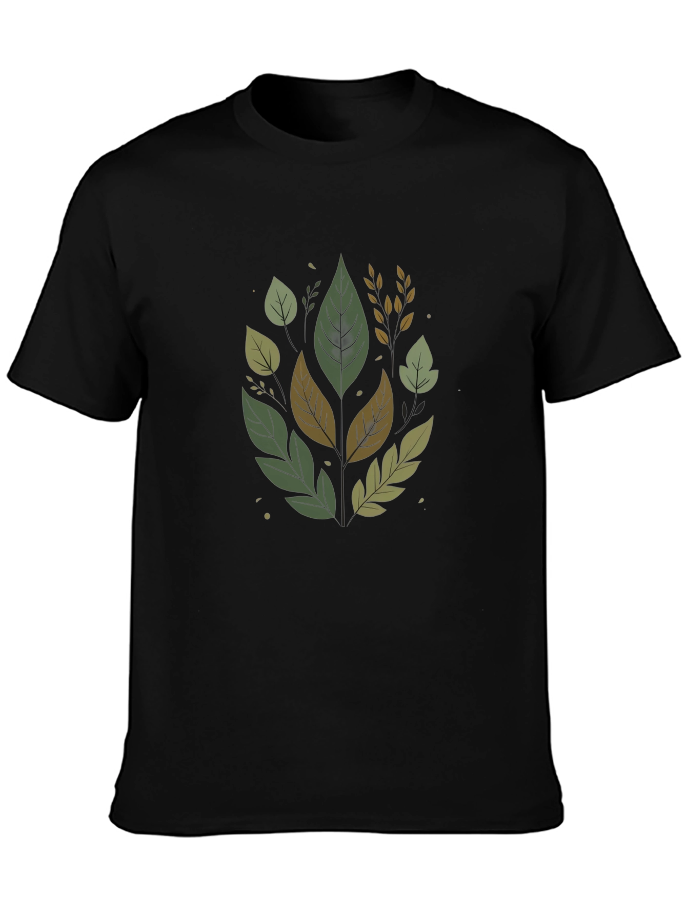 Nature Leaves Black T-Shirt