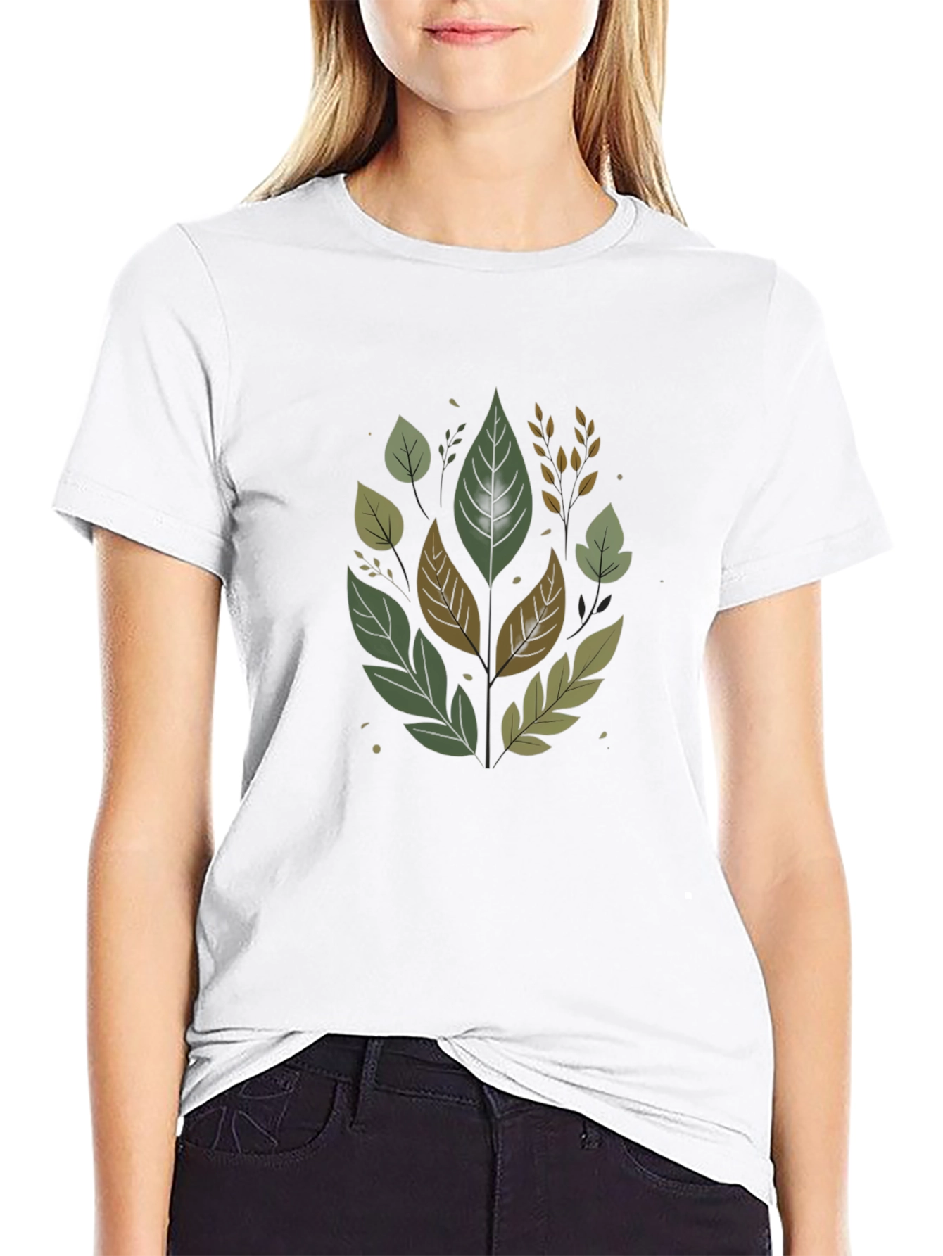 Nature Leaves Black T-Shirt