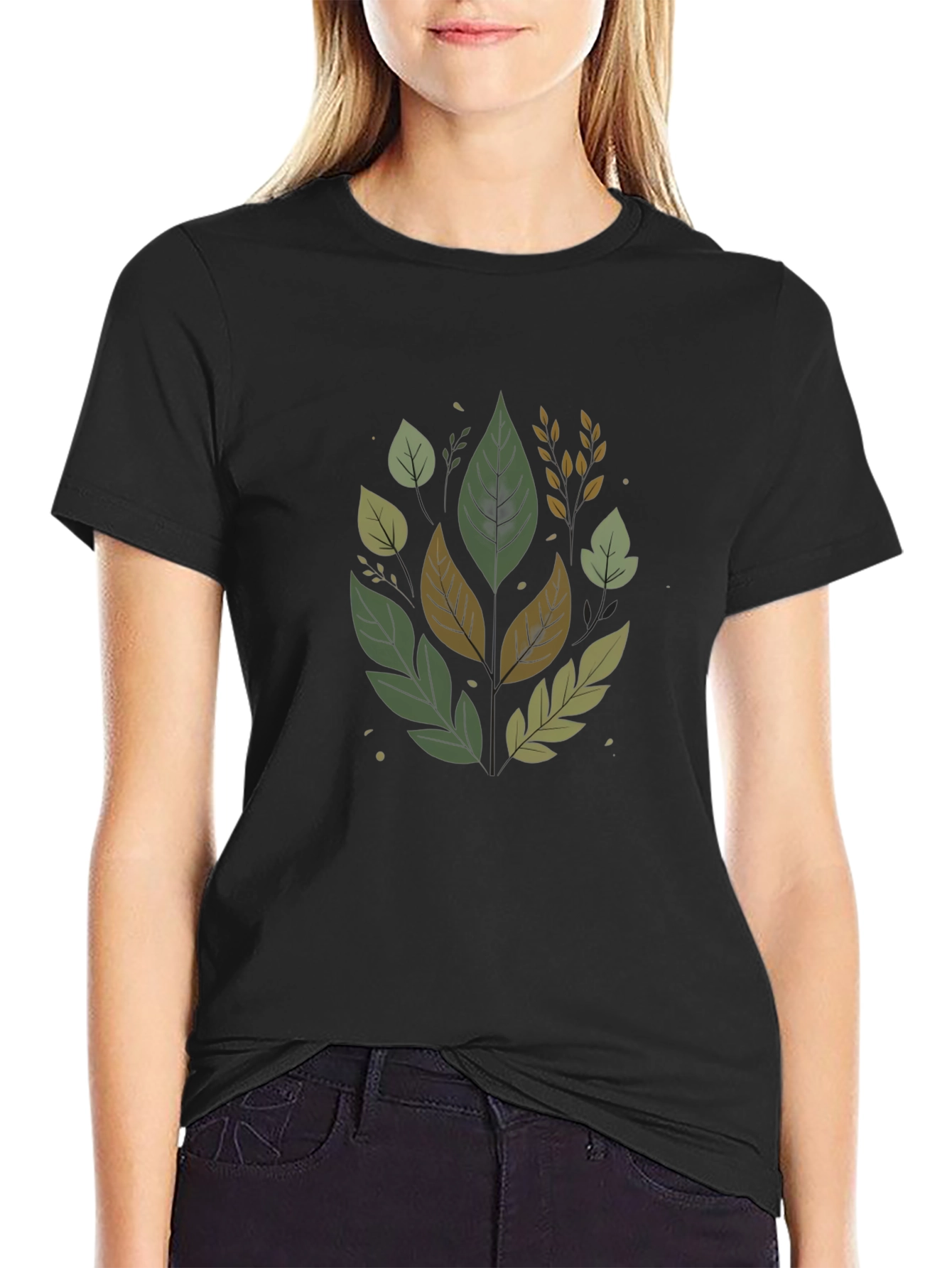Nature Leaves Black T-Shirt