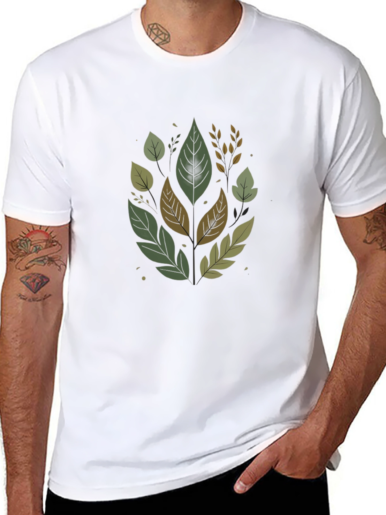 Nature Leaves Black T-Shirt