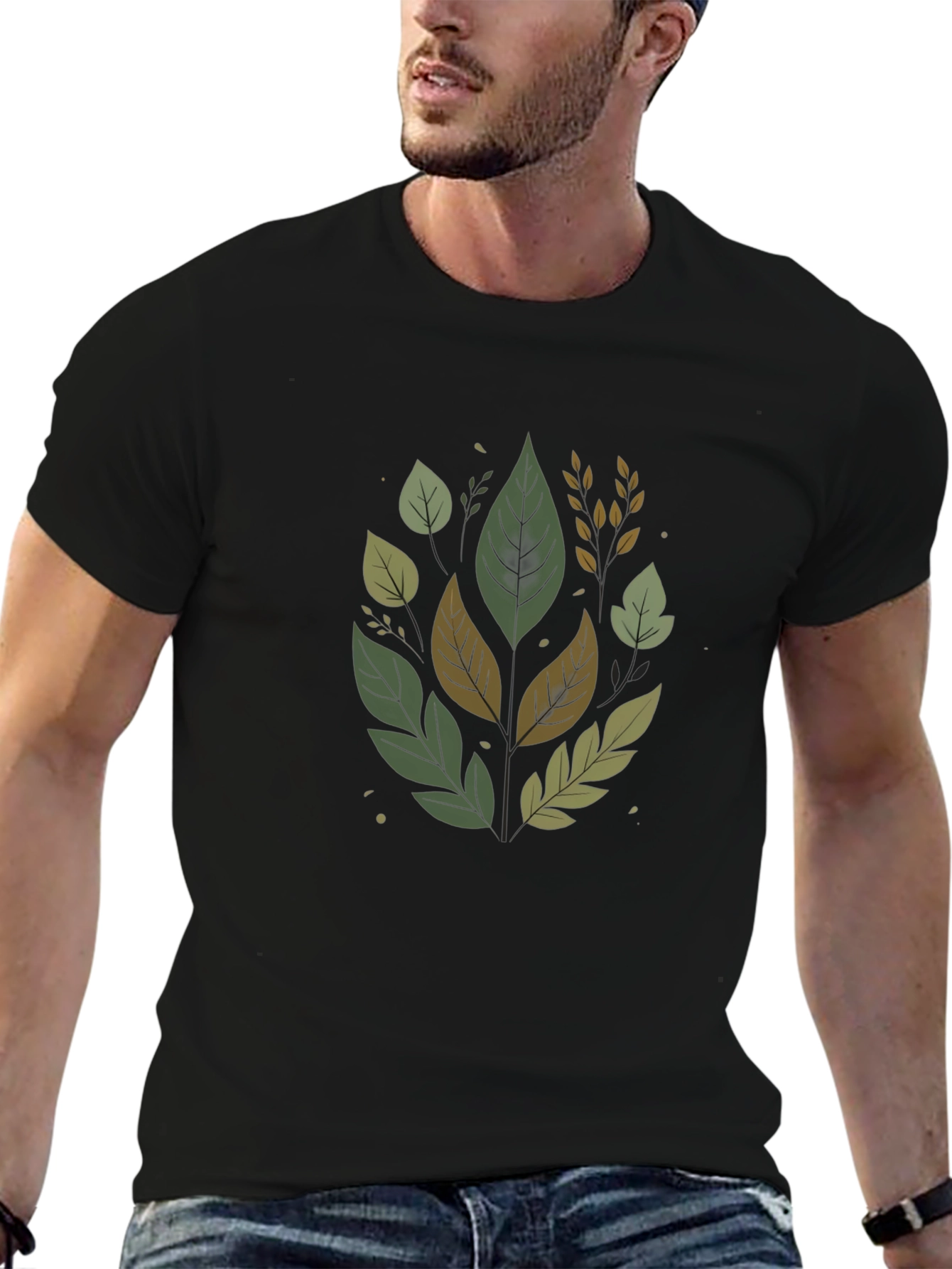 Nature Leaves Black T-Shirt
