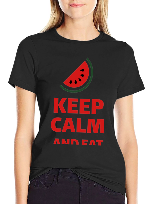 Keep Calm and Eat Watermelon Black T-Shirt