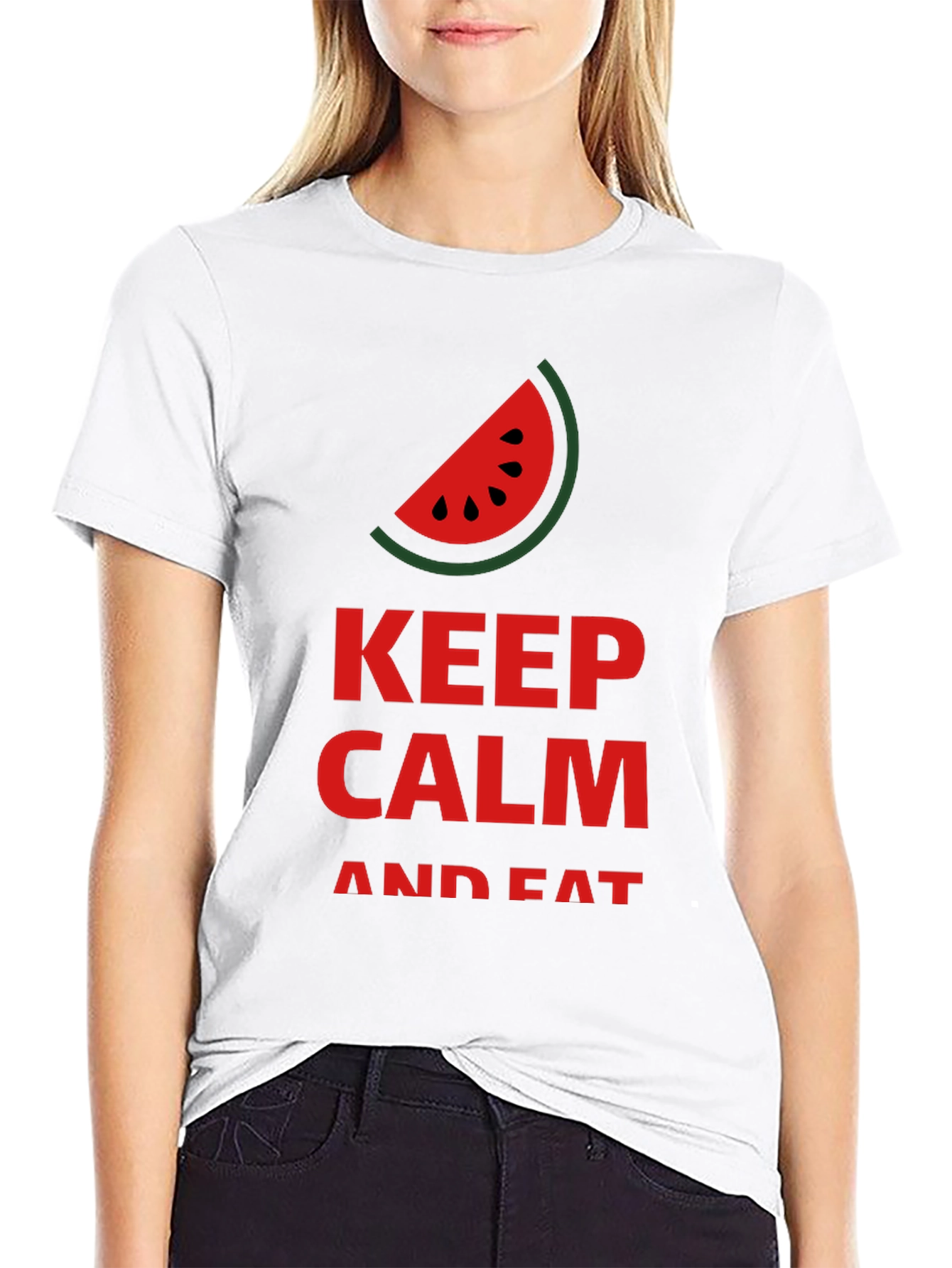 Keep Calm and Eat Watermelon Black T-Shirt