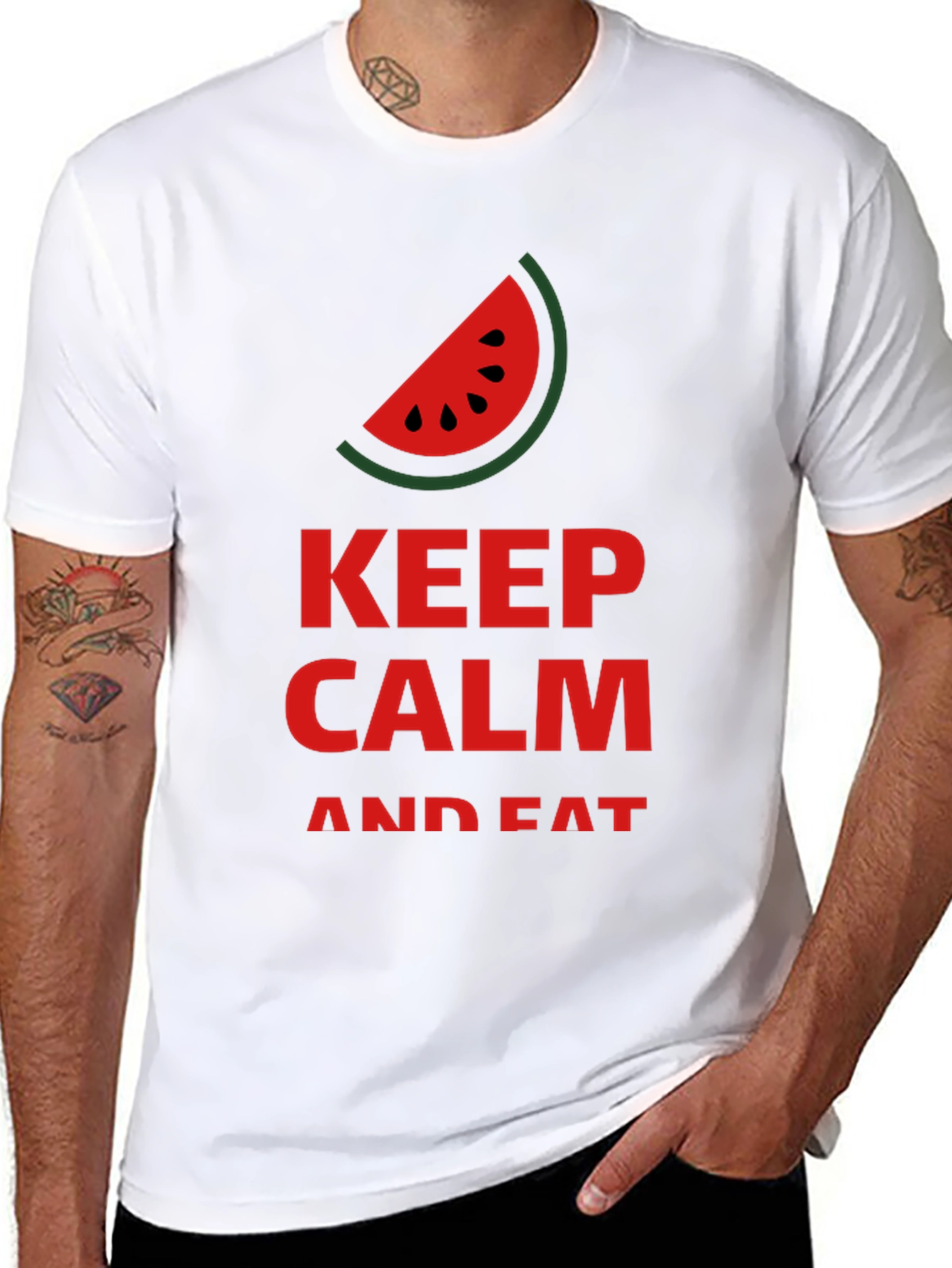 Keep Calm and Eat Watermelon Black T-Shirt