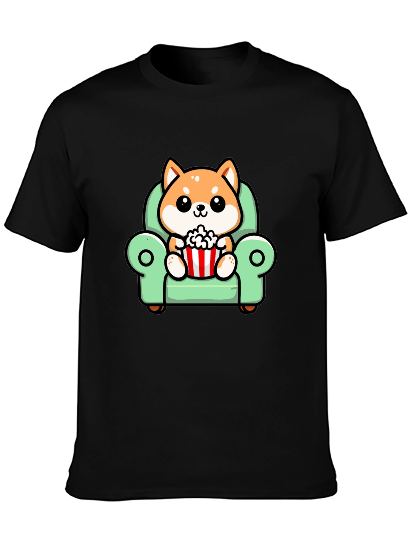 Cute Shiba Inu Dog on Couch Watching Movie T-Shirt