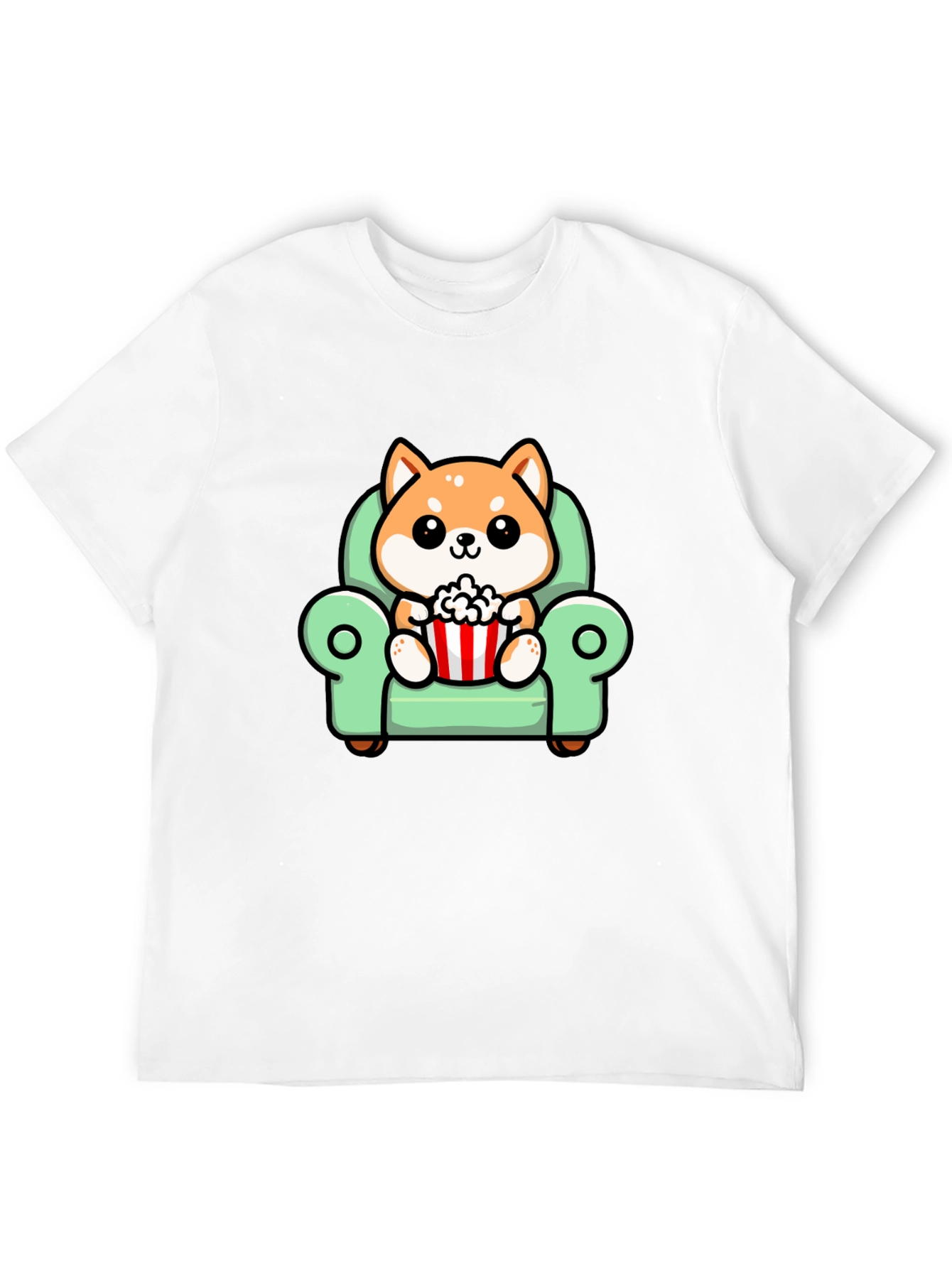 Cute Shiba Inu Dog on Couch Watching Movie T-Shirt