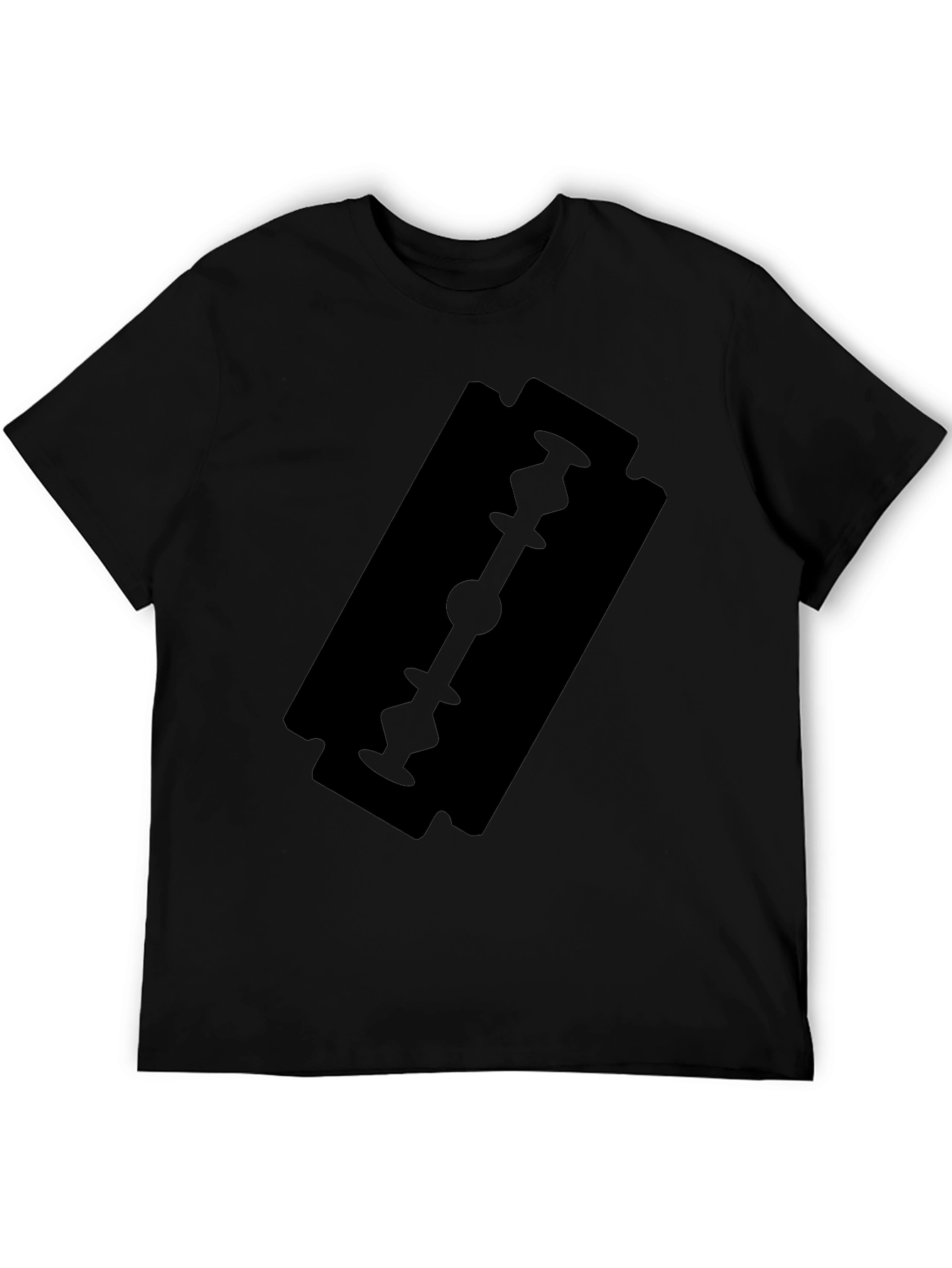 Black T-Shirt with Razor Blade Graphic