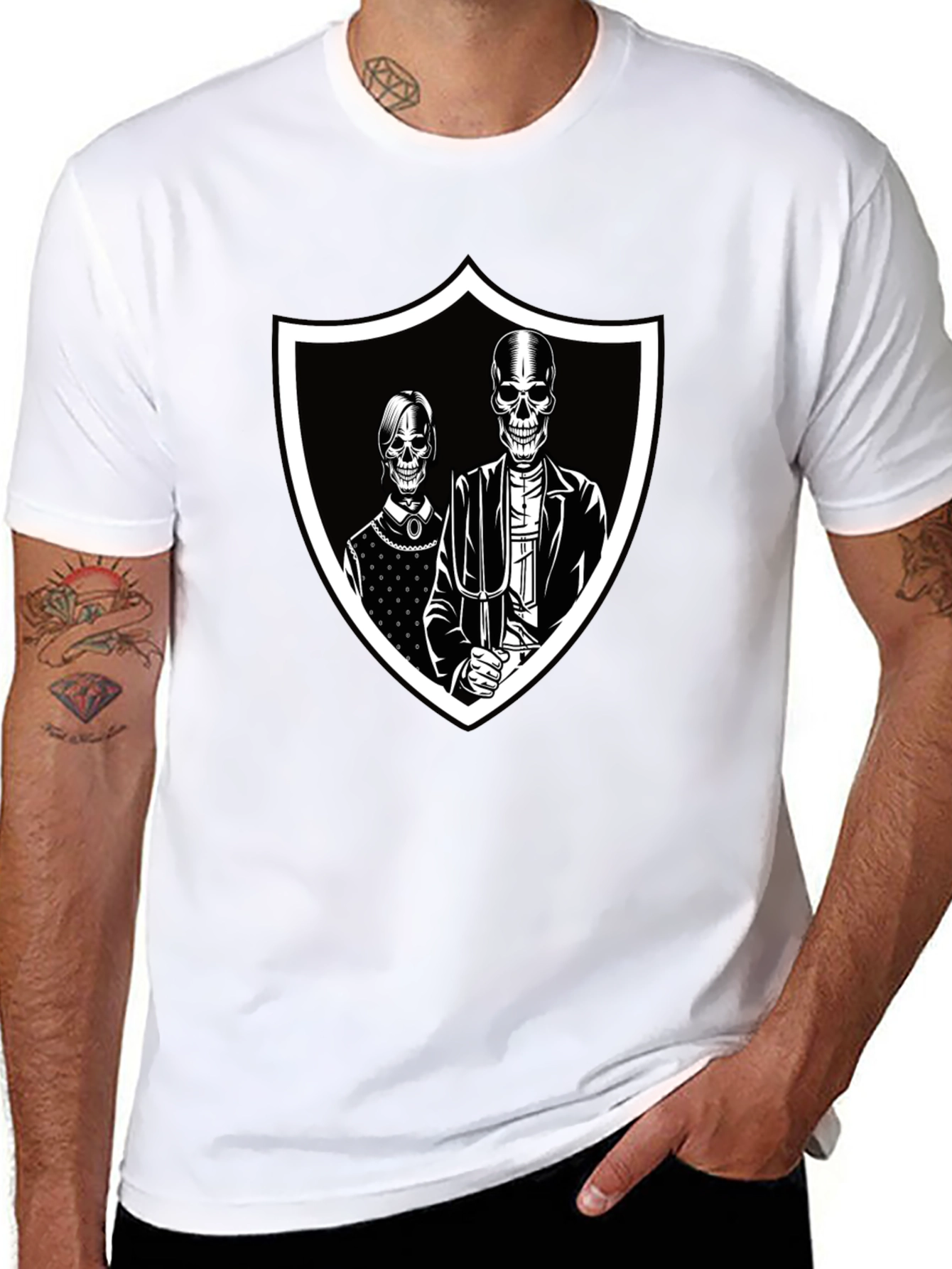 Skeleton American Gothic Black T-Shirt
