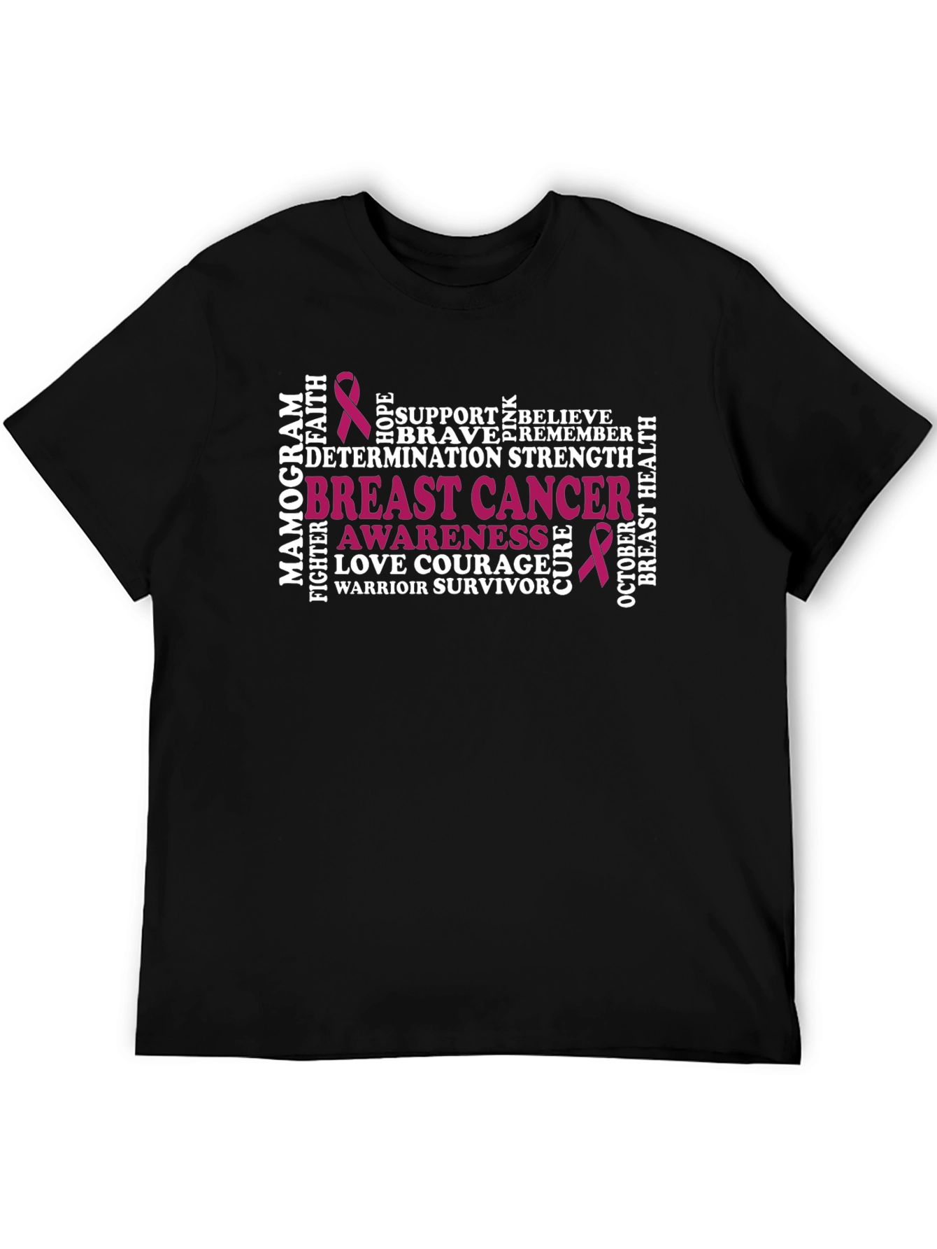 Breast Cancer Awareness Word Art T-Shirt