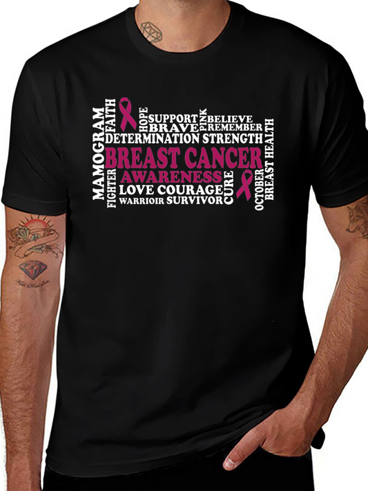 Breast Cancer Awareness Word Art T-Shirt