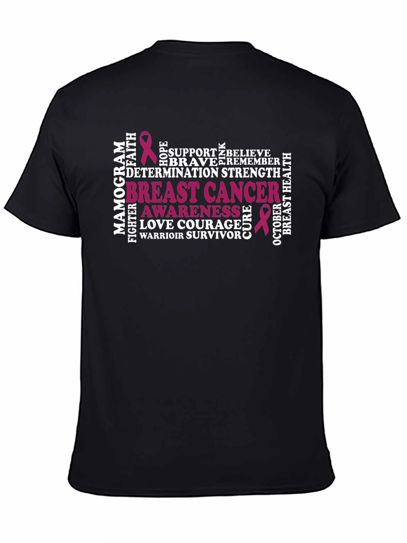 Breast Cancer Awareness Word Art T-Shirt