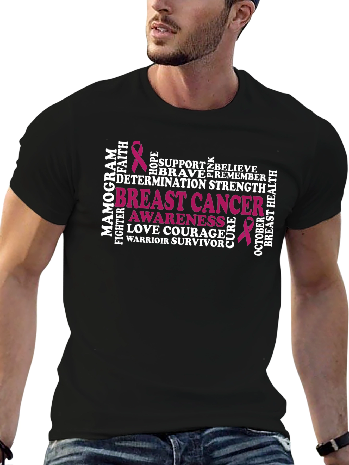 Breast Cancer Awareness Word Art T-Shirt