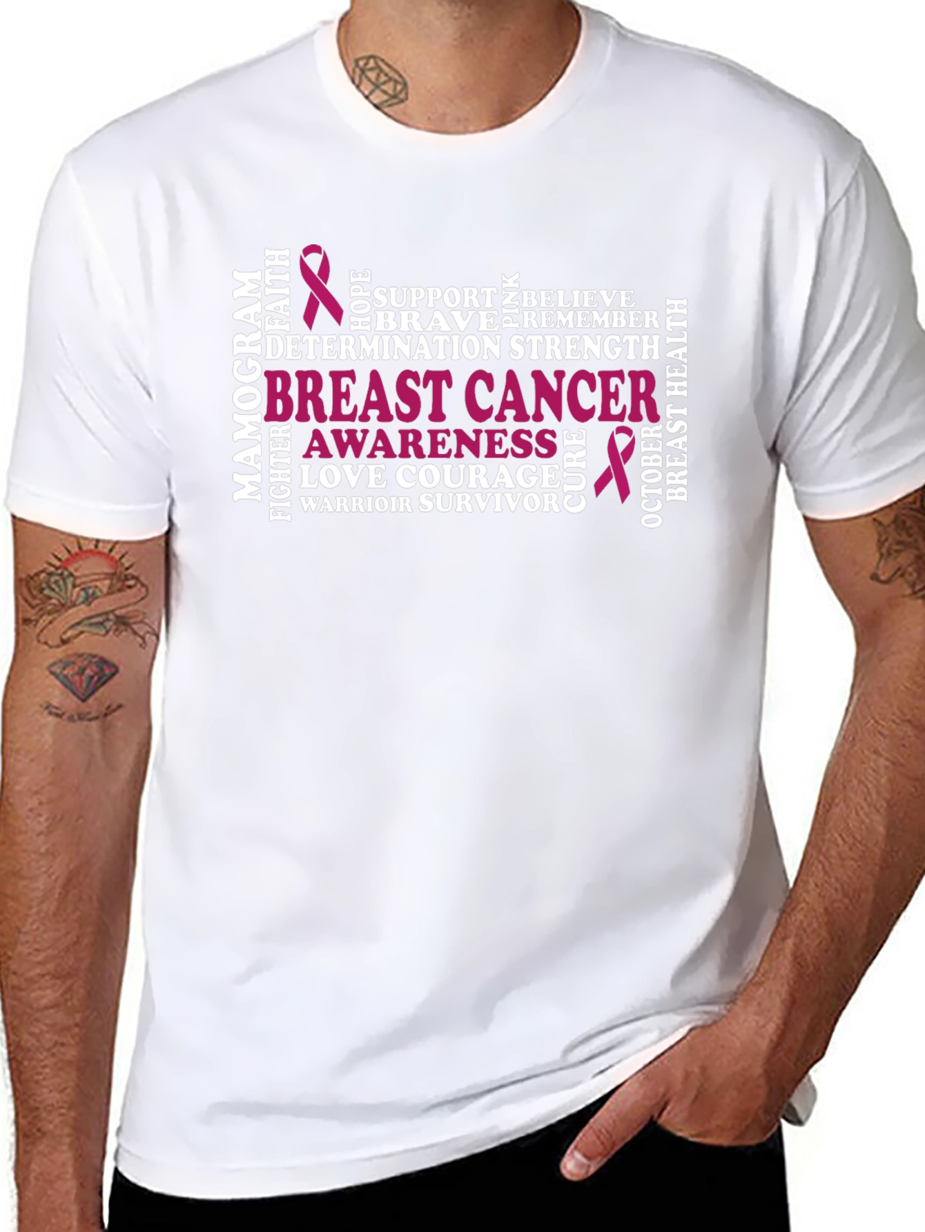 Breast Cancer Awareness Word Art T-Shirt