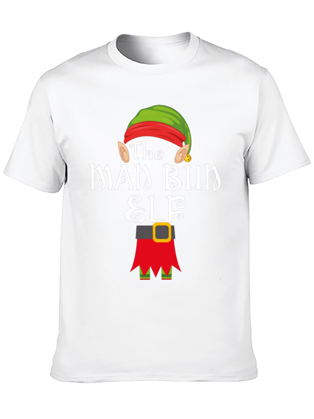 The Man Bun Elf T-Shirt Holiday Christmas Tee