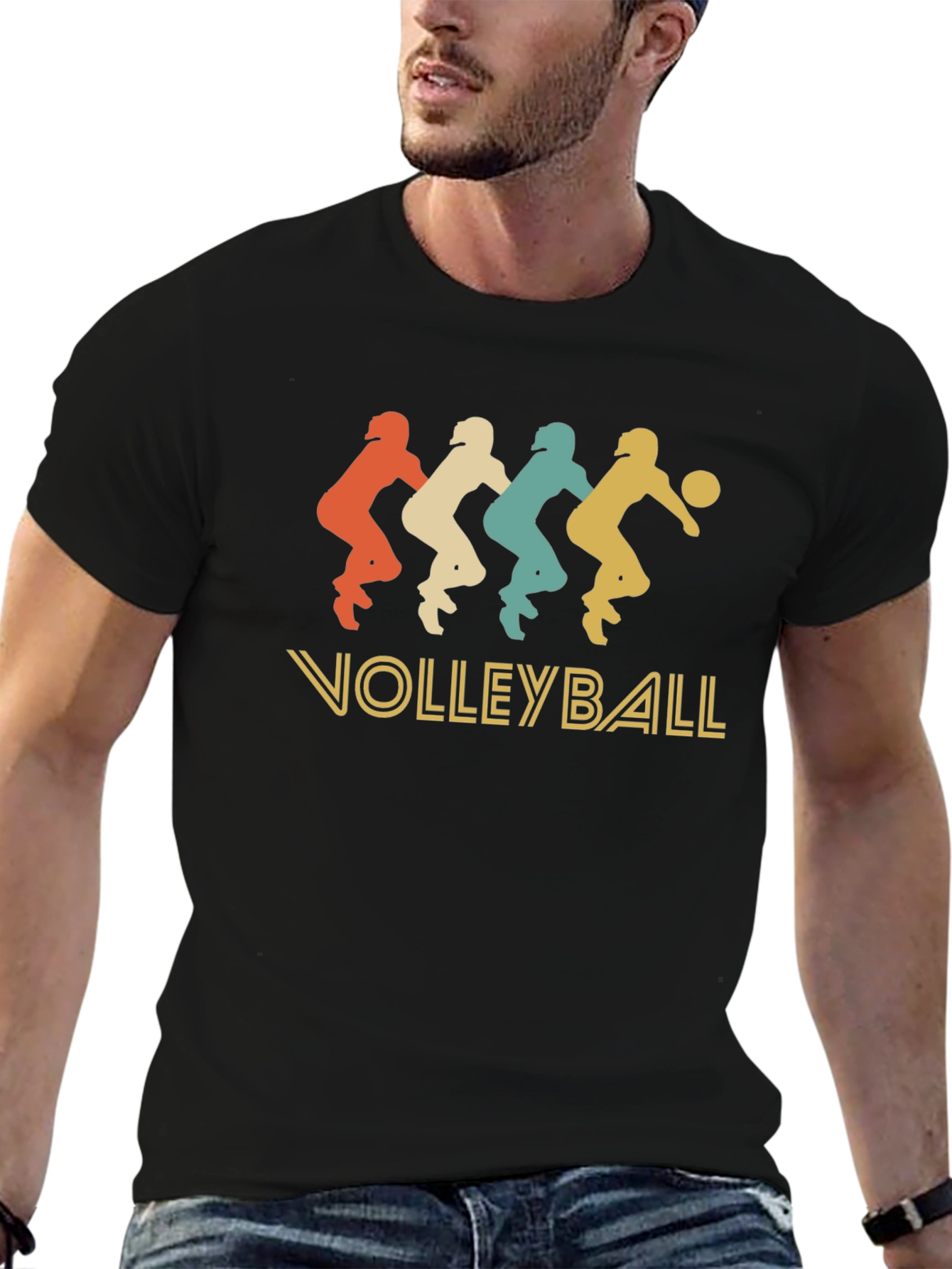 Retro Volleyball Player Graphic T-Shirt