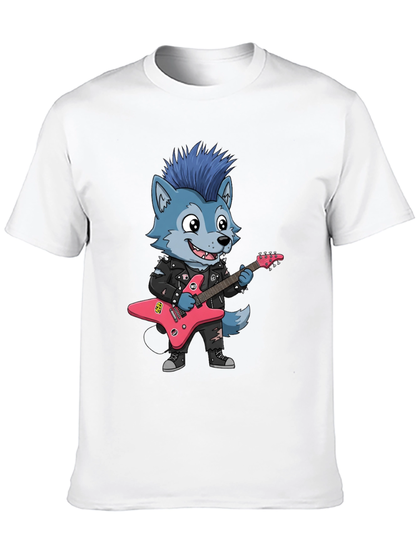 Cool Wolf Rocker Graphic Tee - Black Cotton T-Shirt