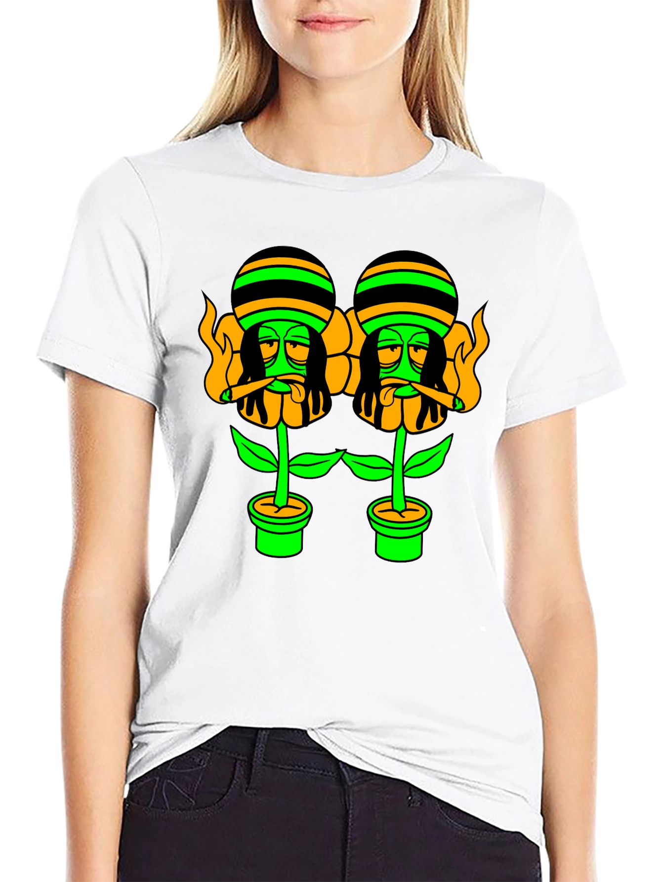 Rasta Flower Pot Graphic Tee - Black