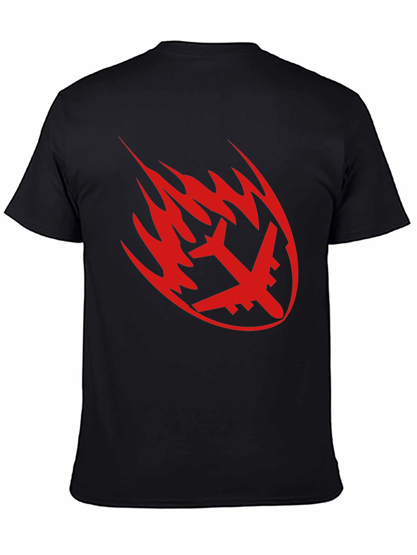 Fiery Plane Graphic Tee - Black Casual Shirt