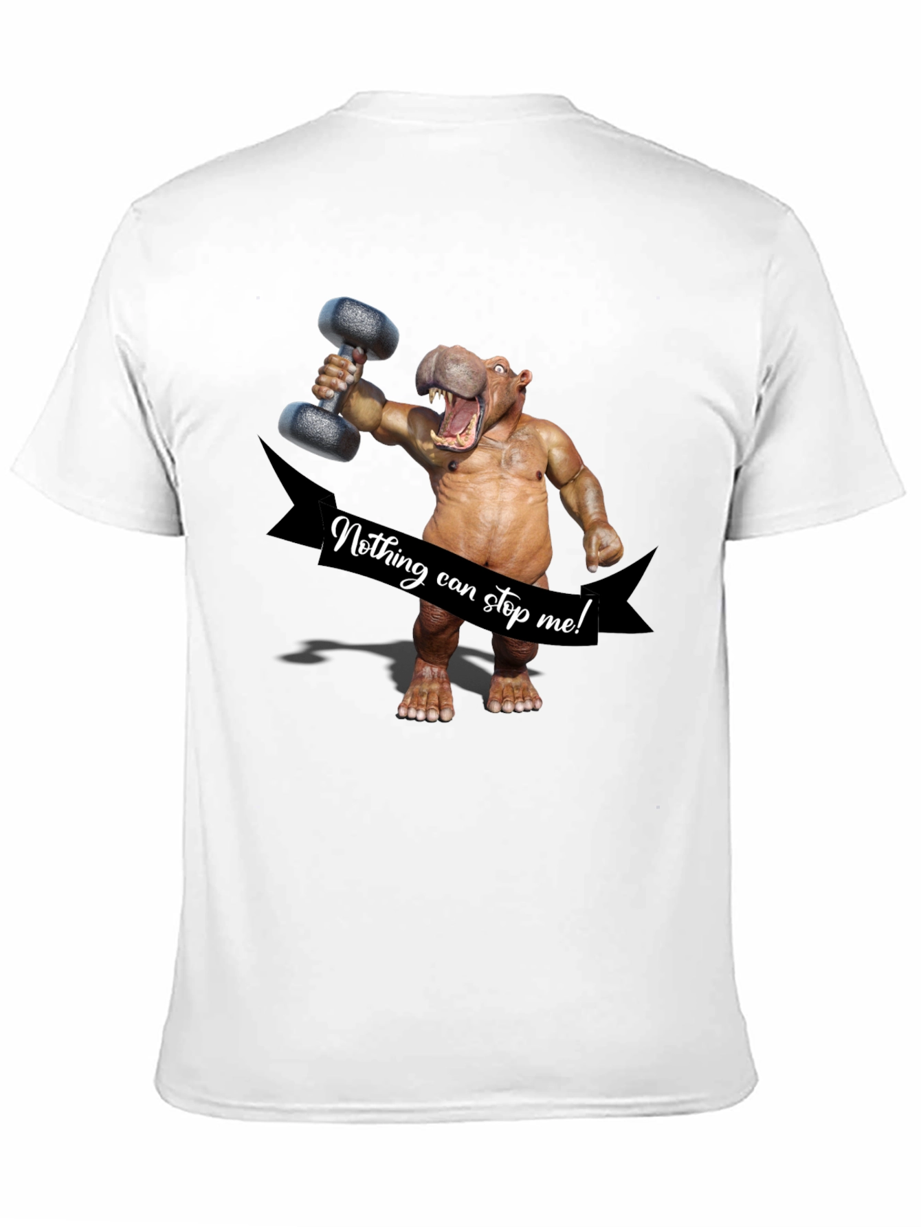 Hippo Lifting Dumbbell T-Shirt - Nothing Can Stop Me!